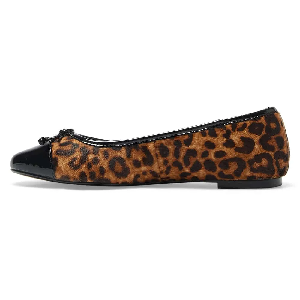 Fifi Flat in Black Patent/animal Leather