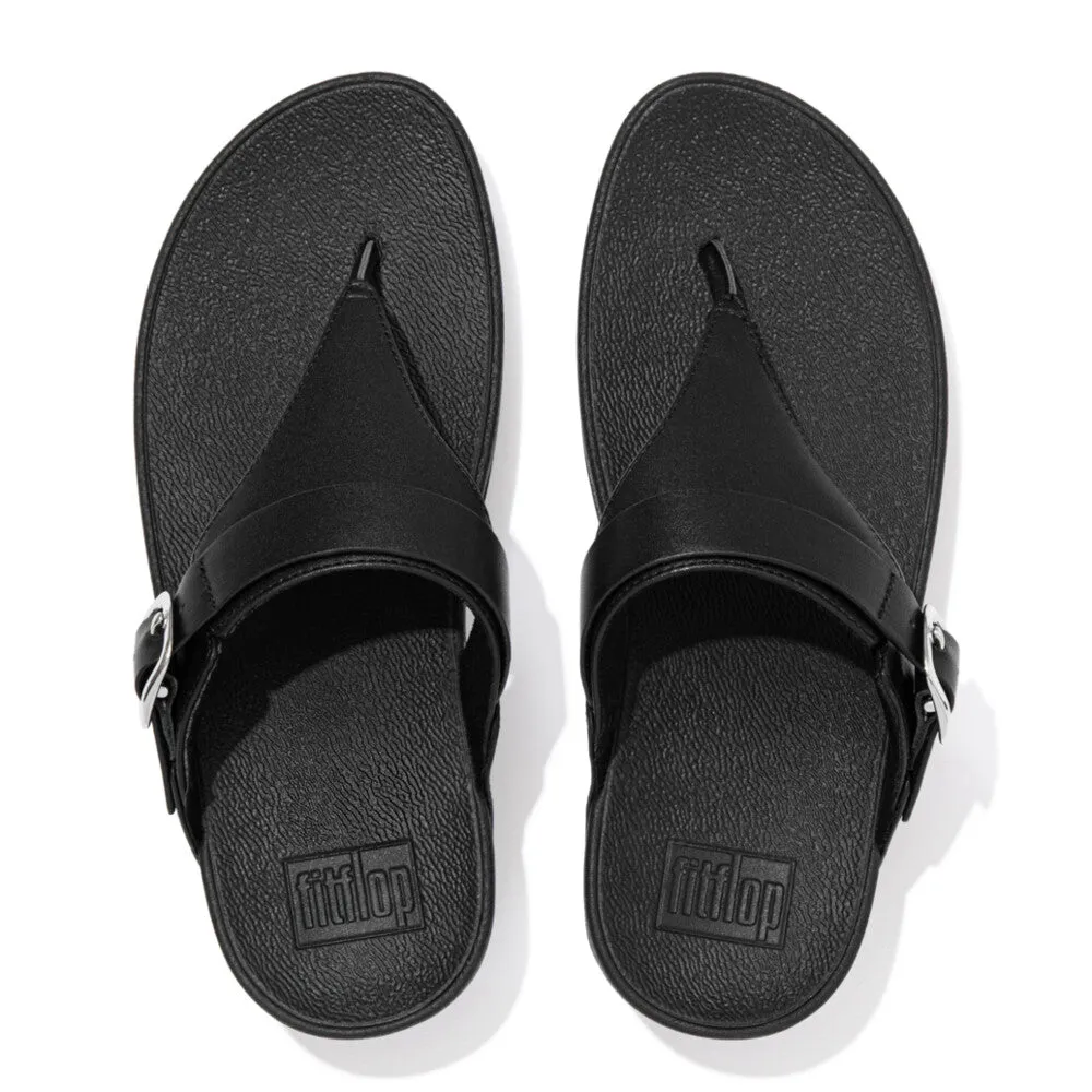 'FitFlop' Women's Lulu Adjustable Leather Toe-Post Sandal - All Black