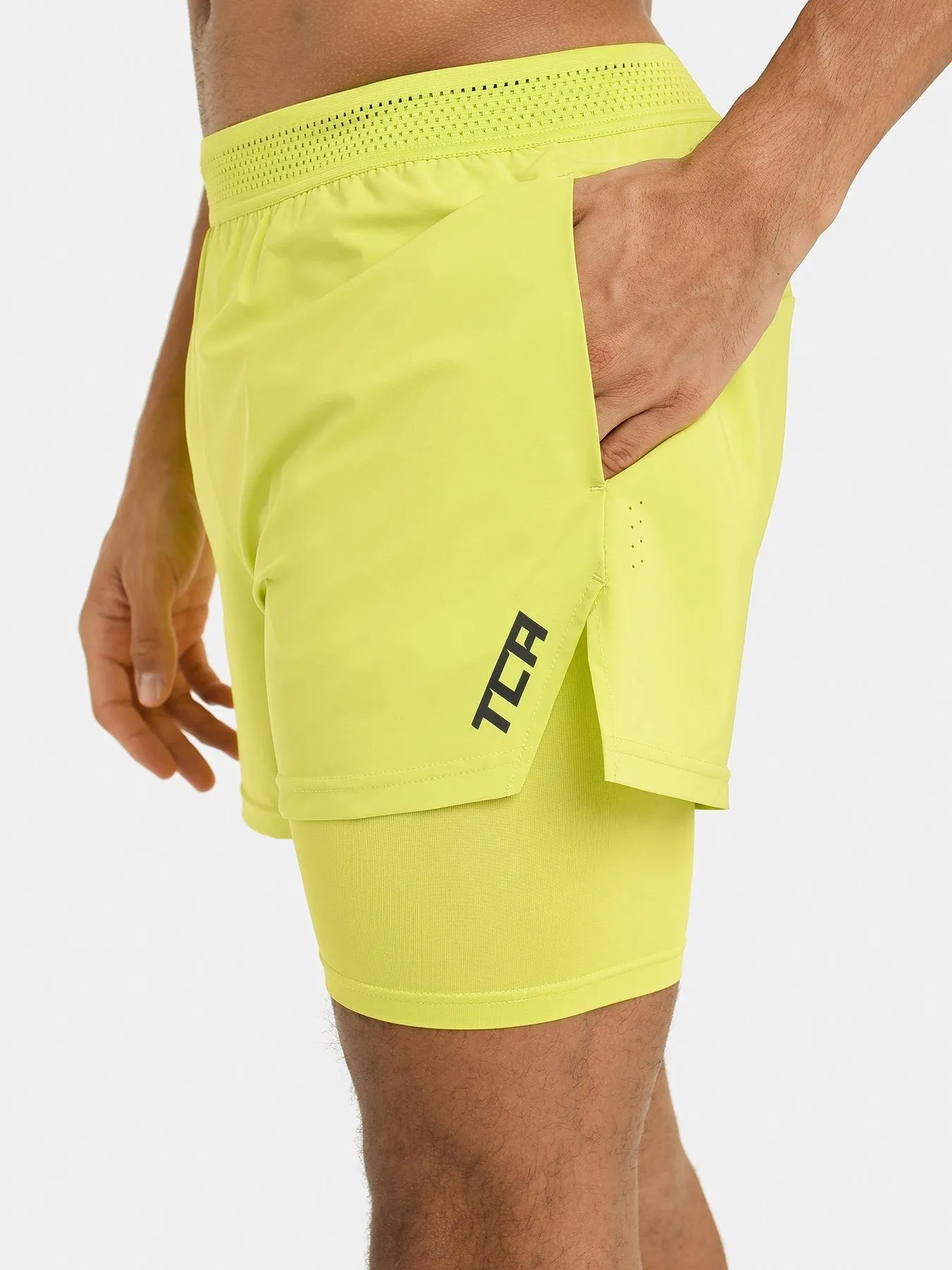 Flyweight 2-in-1 Running Short For Men With Side & Back Zip Pockets & Internal Compression Lining With Pocket