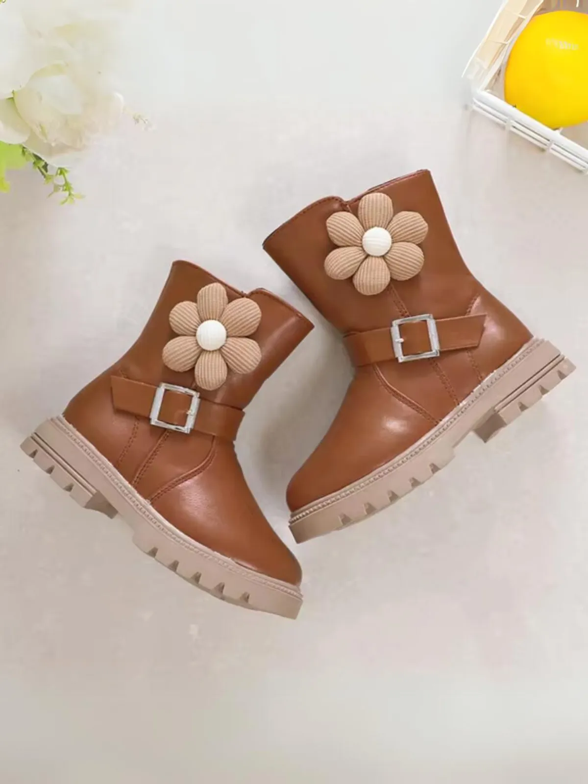 Girls Elegant Boots with Flowers By Liv and Mia