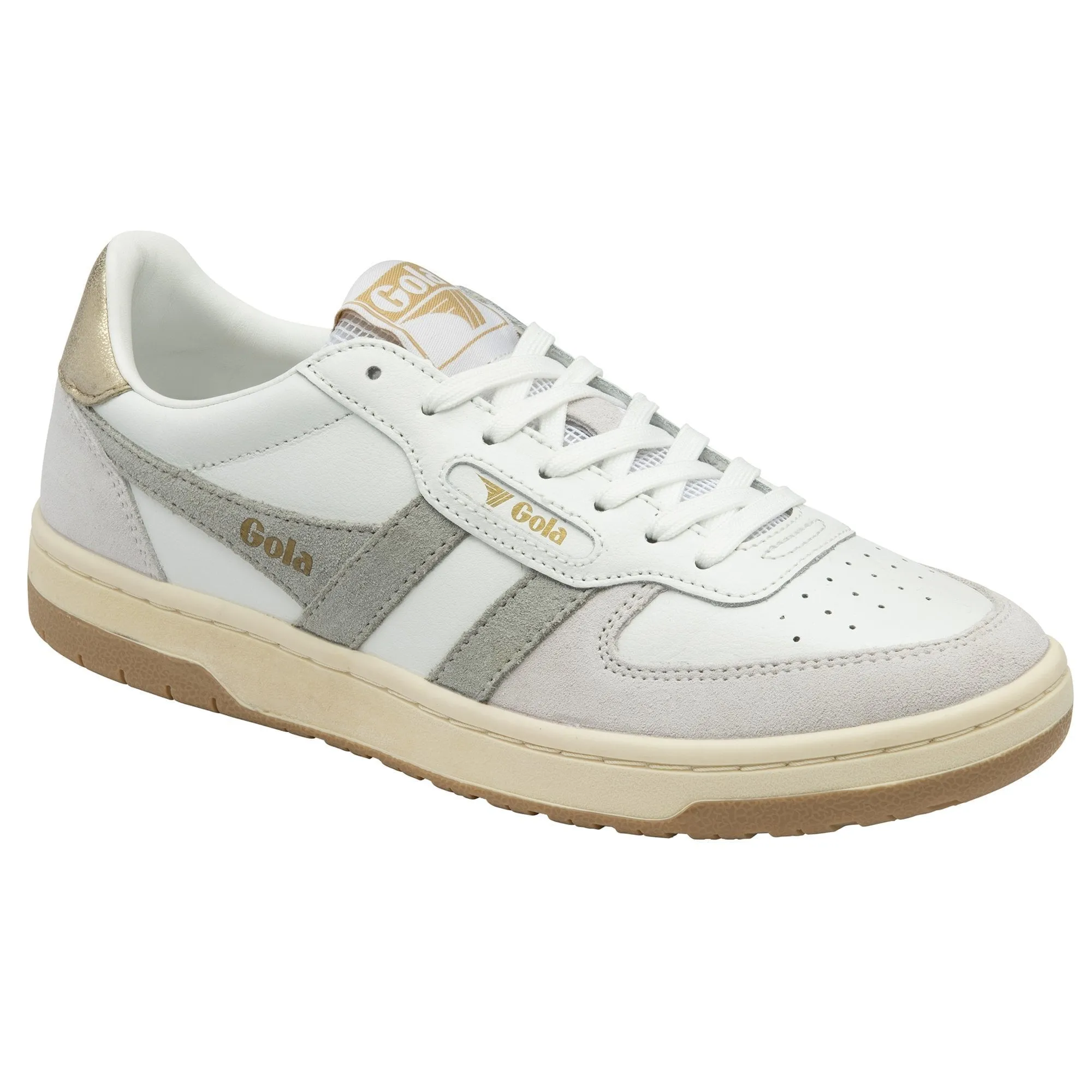 Gola Hawk Sneakers in White/Light Grey/Gold