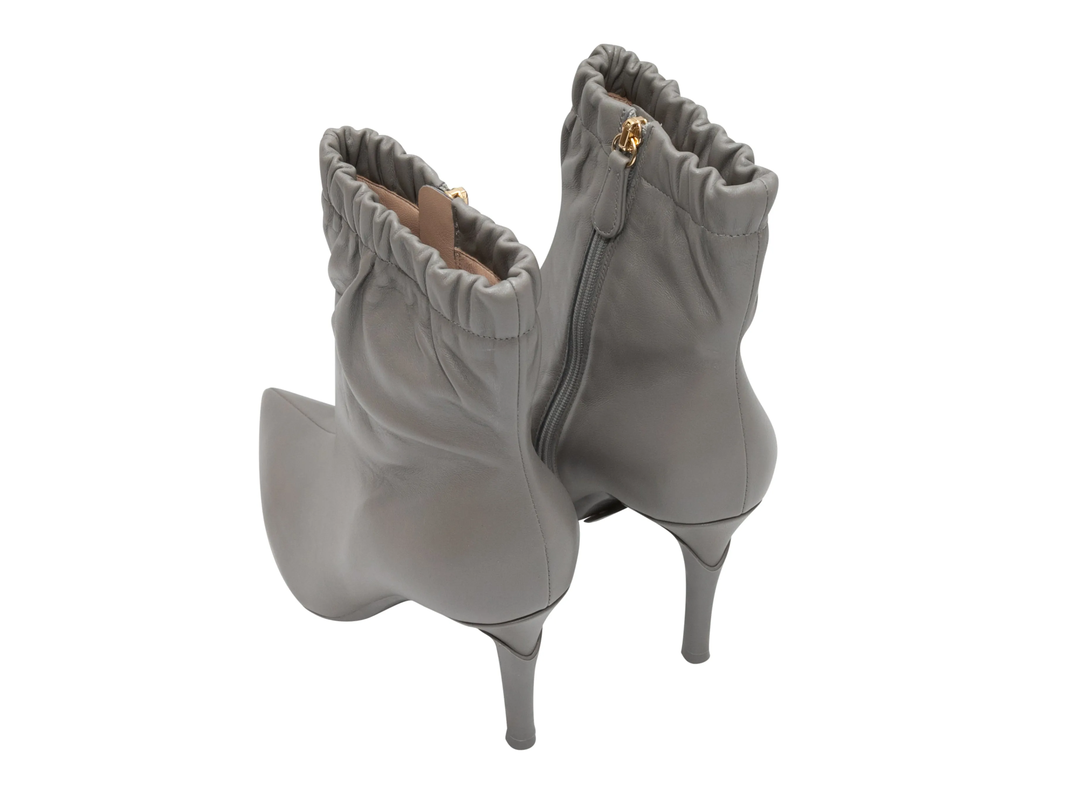 Grey Gianvito Rossi Alina Pointed-Toe Ankle Boots Size 39