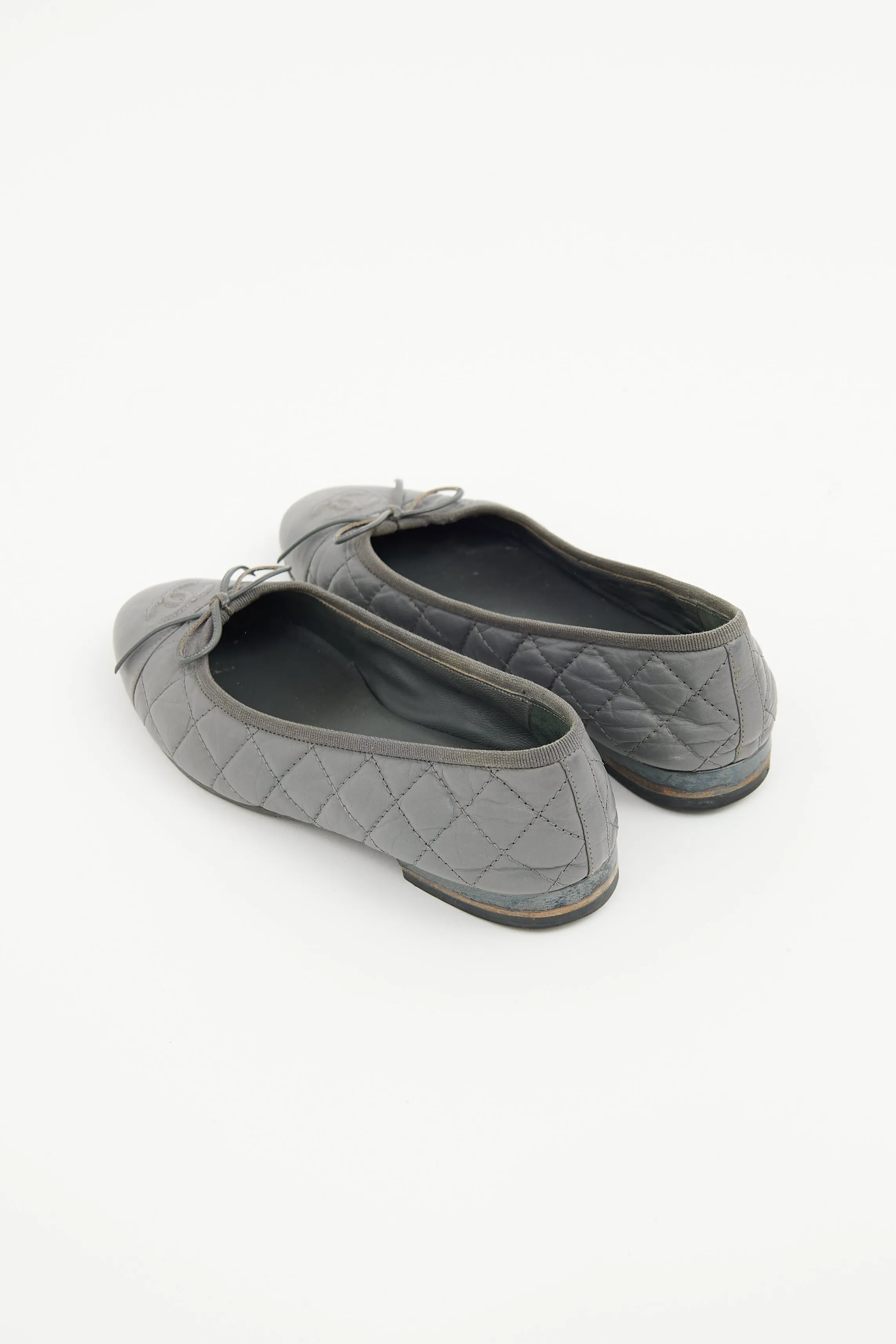 Grey Quilted Ballet Flat