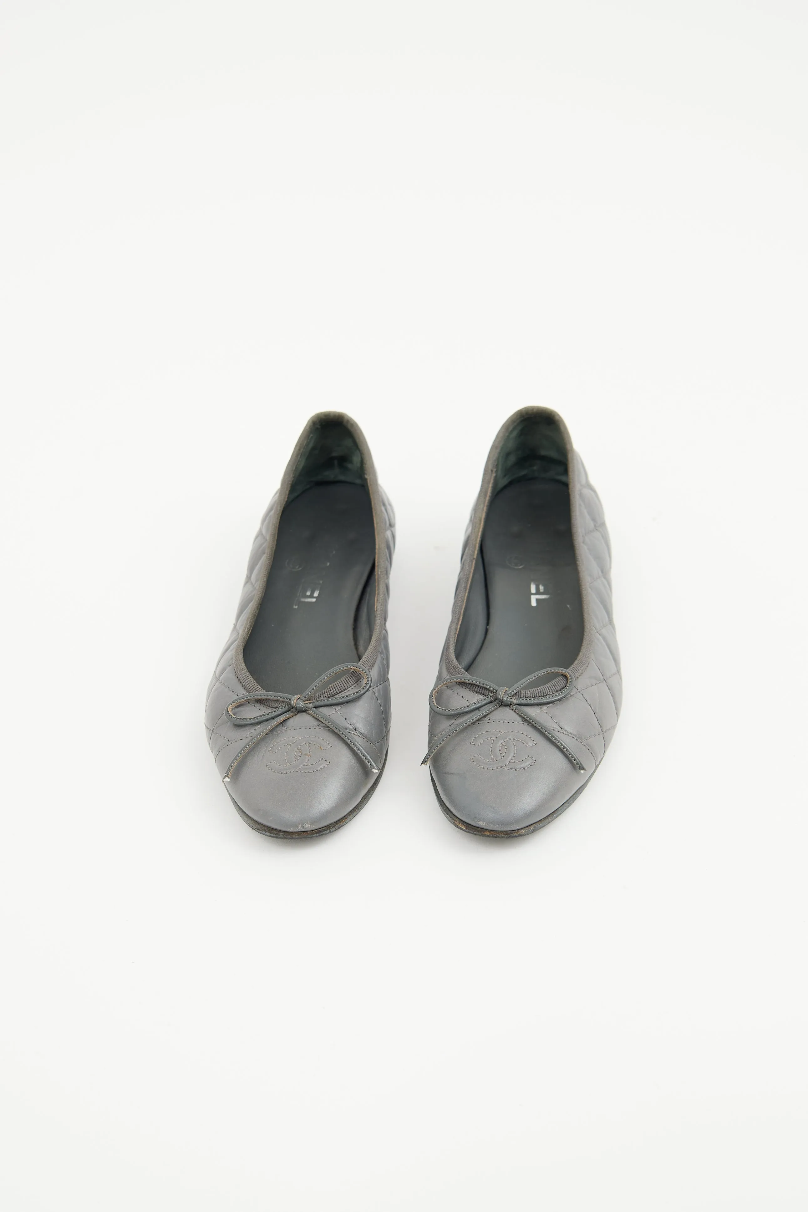 Grey Quilted Ballet Flat