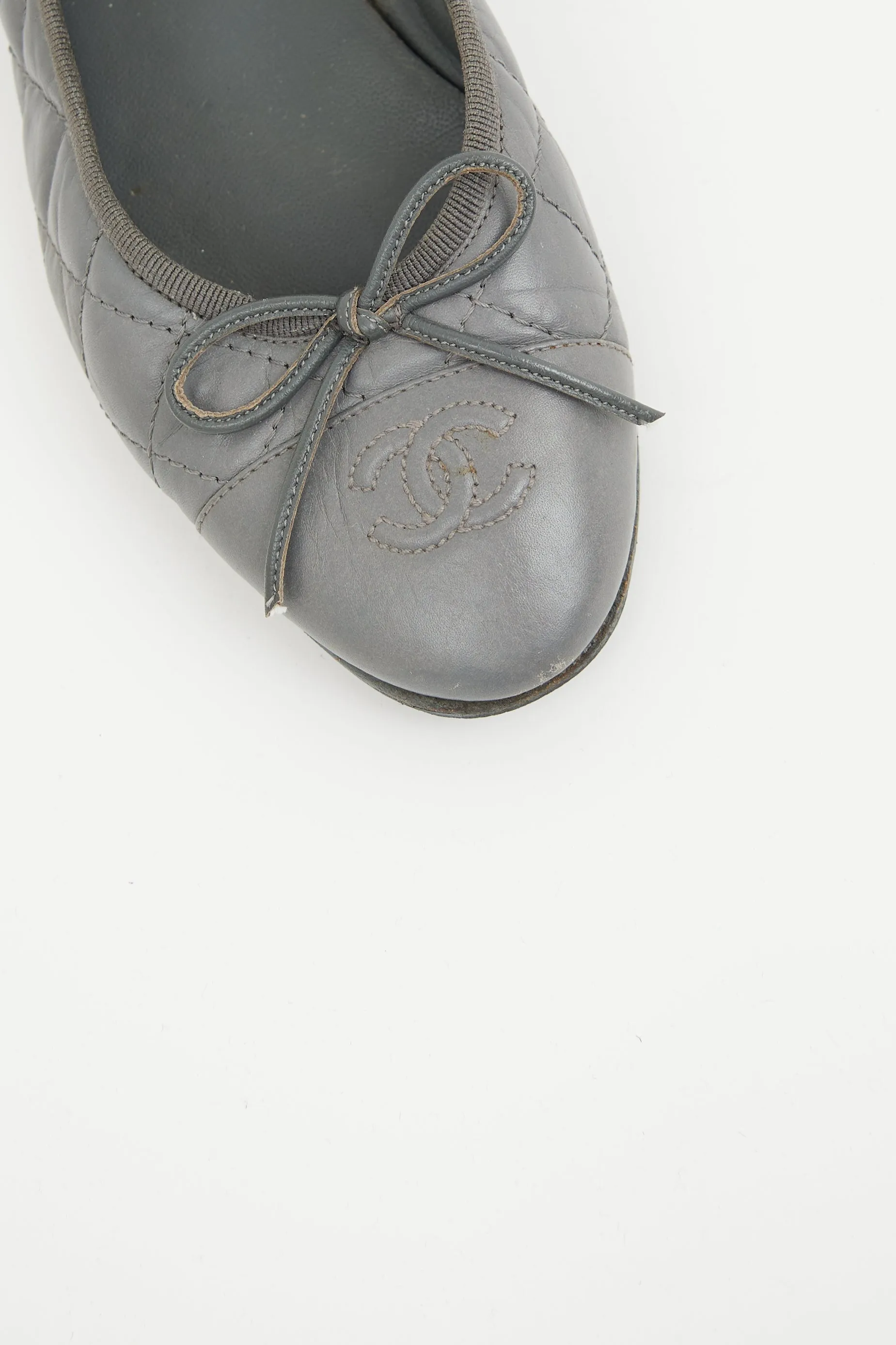 Grey Quilted Ballet Flat