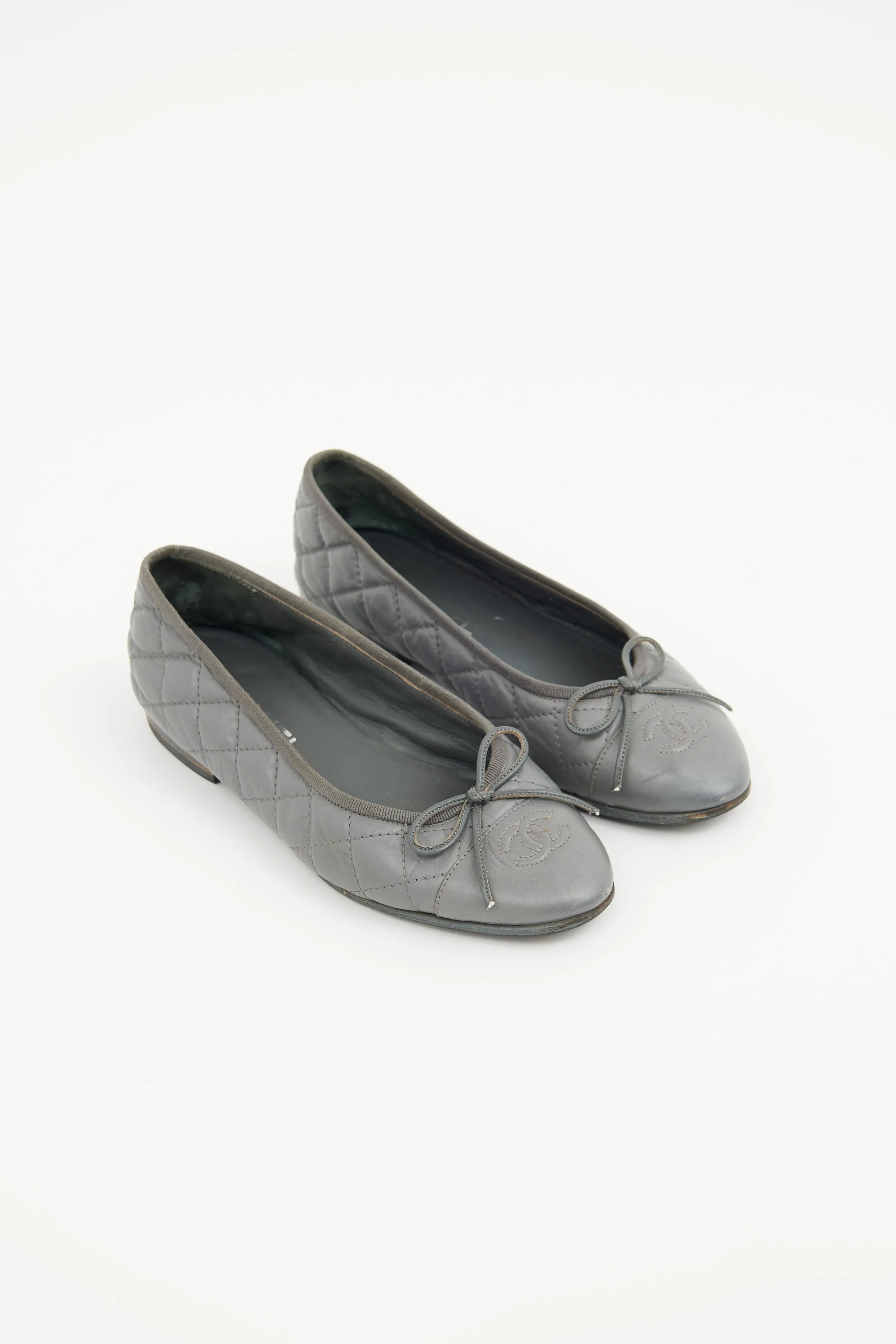 Grey Quilted Ballet Flat