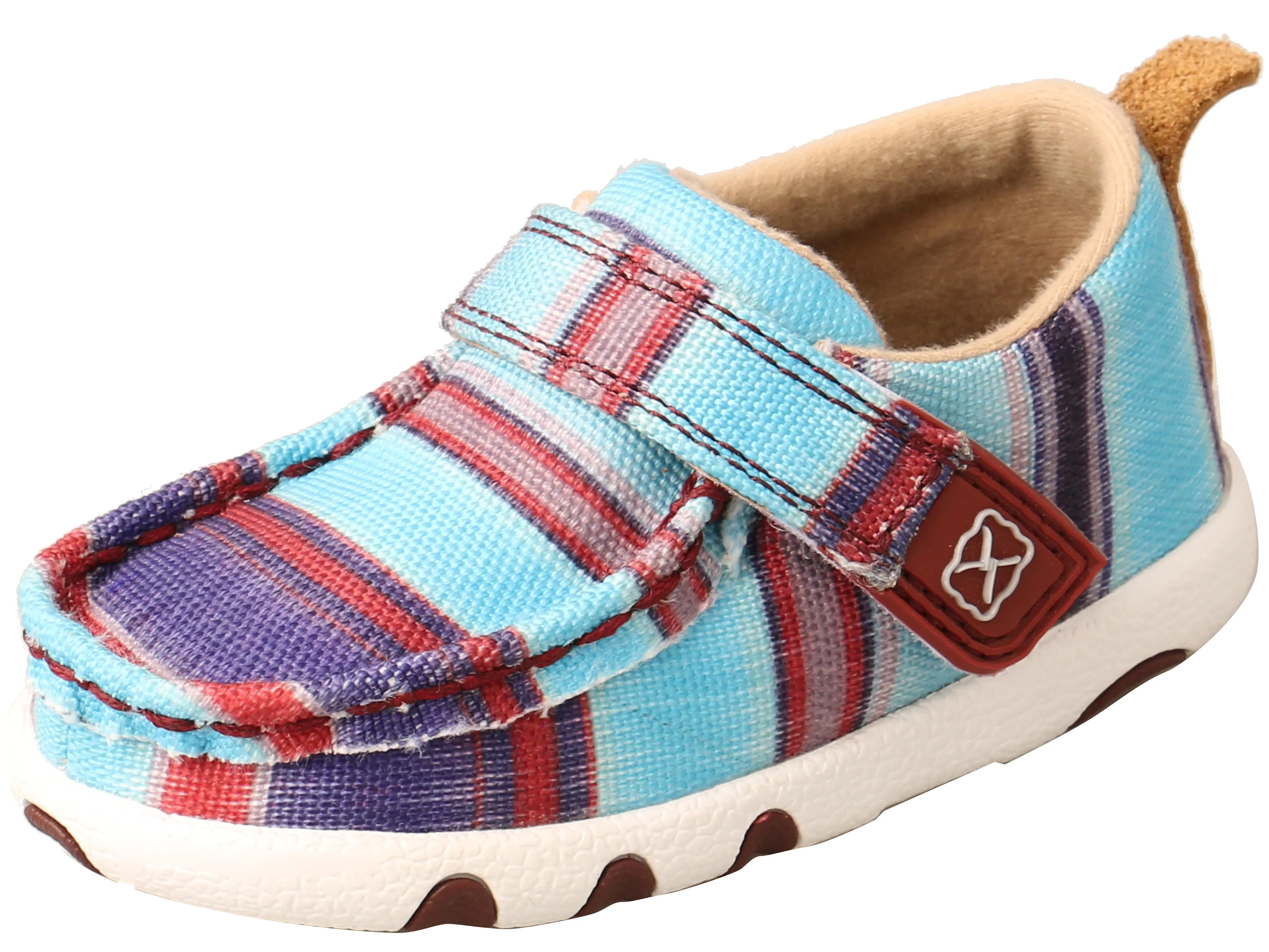 HOOEY INFANT (IHYC003) SLIP -ON DRIVING MOC SHOE WITH VELCRO CLOSE - Blue Multi