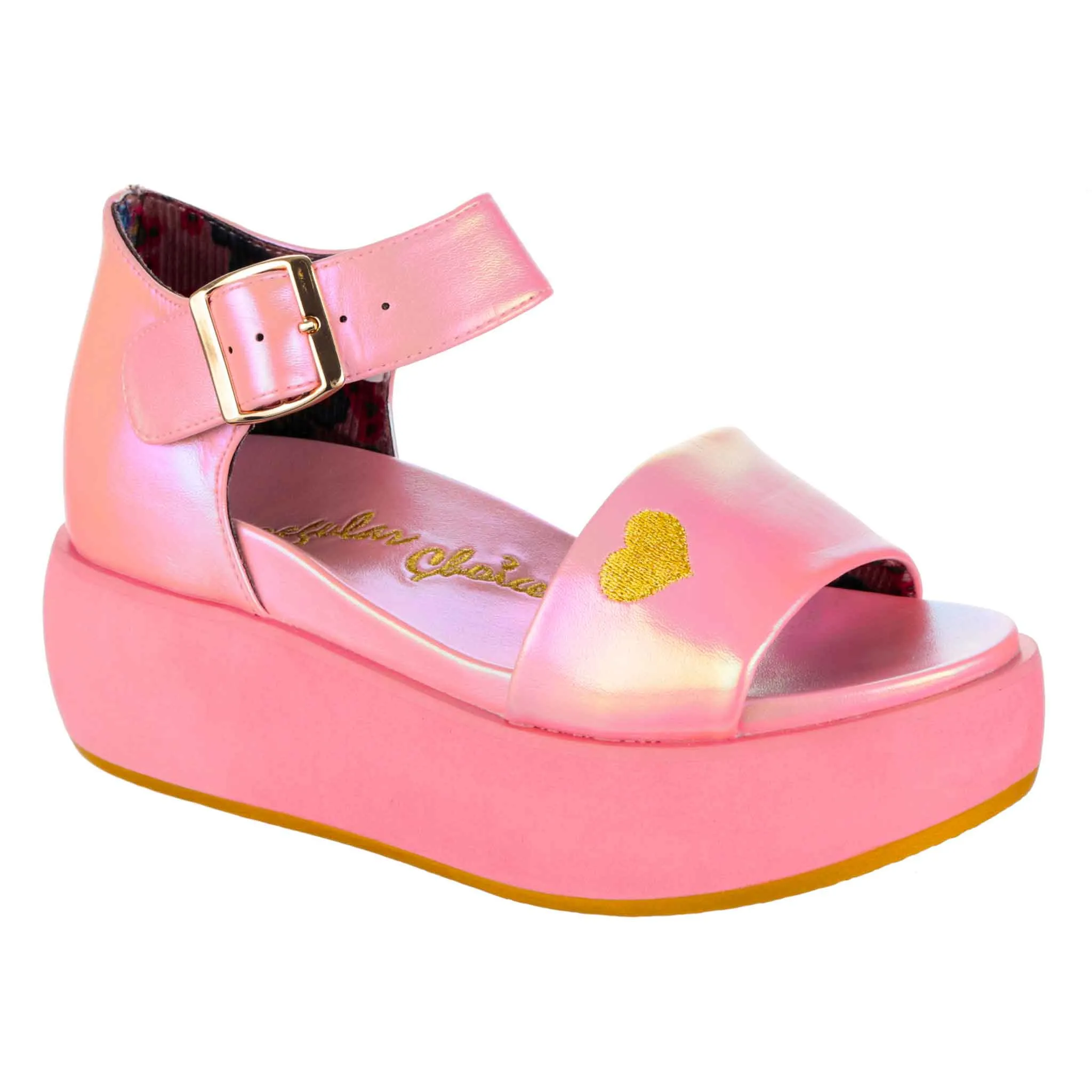 Irregular Choice Platform Flats - Pastel Pastille Pink