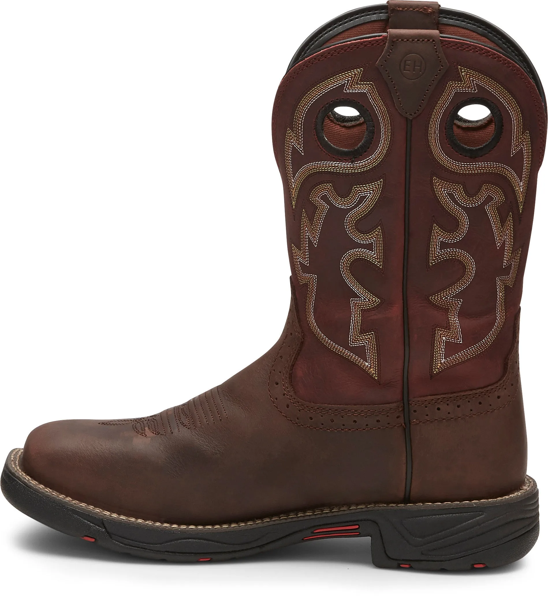 'Justin' Men's 11" Stampede Rush EH WP Square Toe Wellington - Fiesta / Grizzly Brown