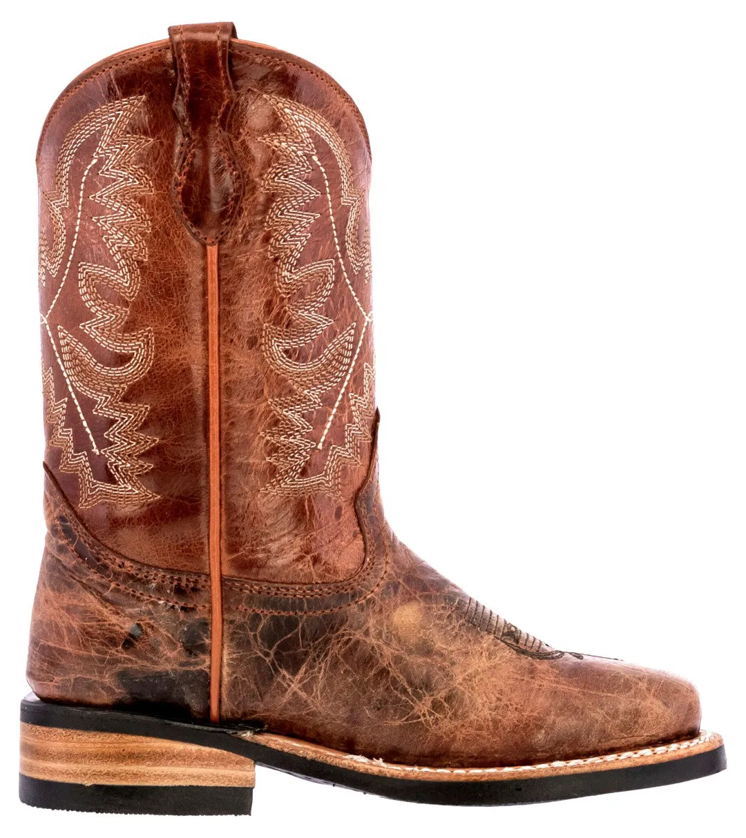 Kids Toddler Western Cowboy Boots Square Toe Cognac - #102