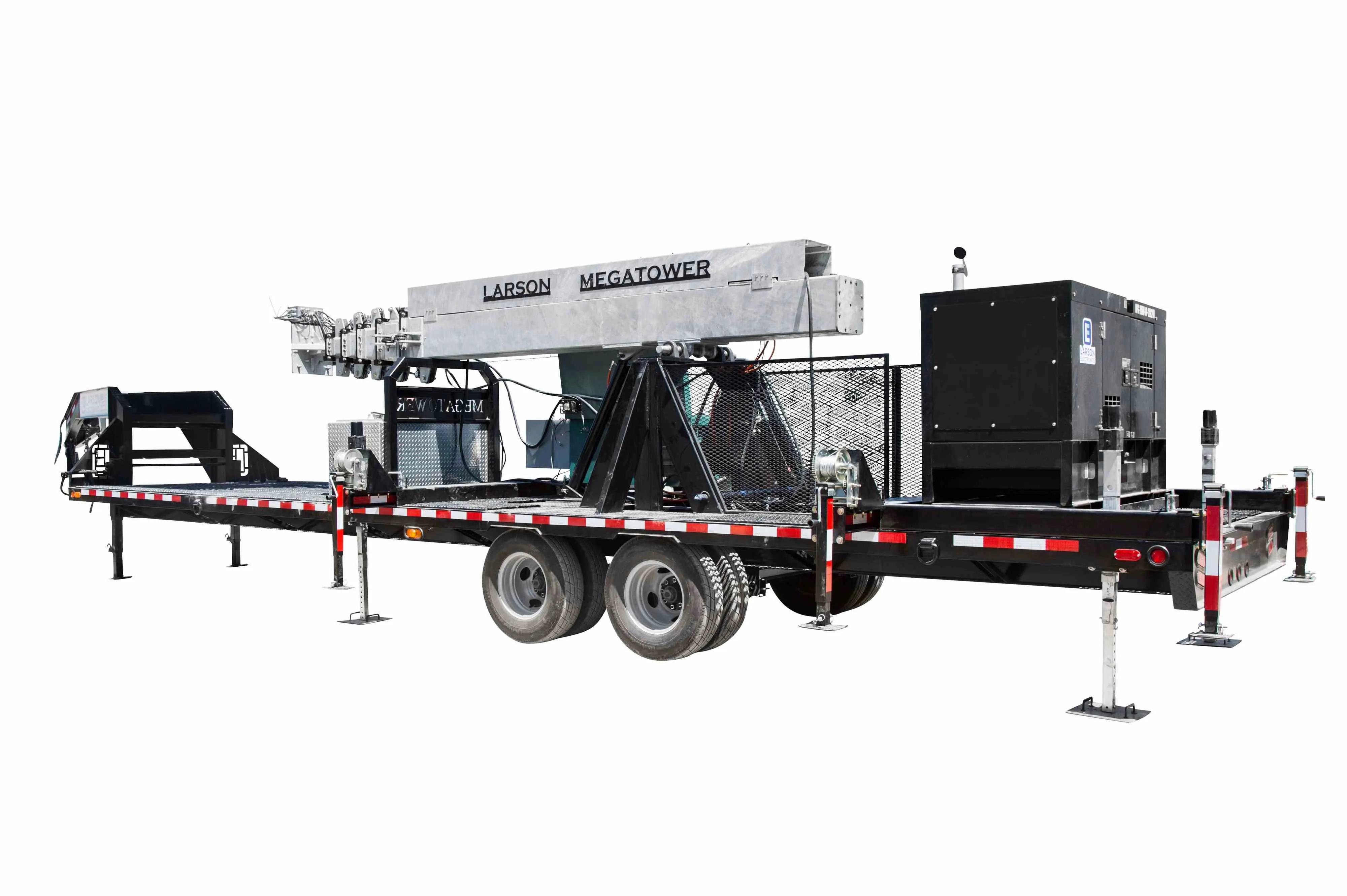 Larson Electronics 112' Hydraulic Megatower™ Mast - 33' Trailer - 20KW Genset - Auto Retract - Mounting Platform