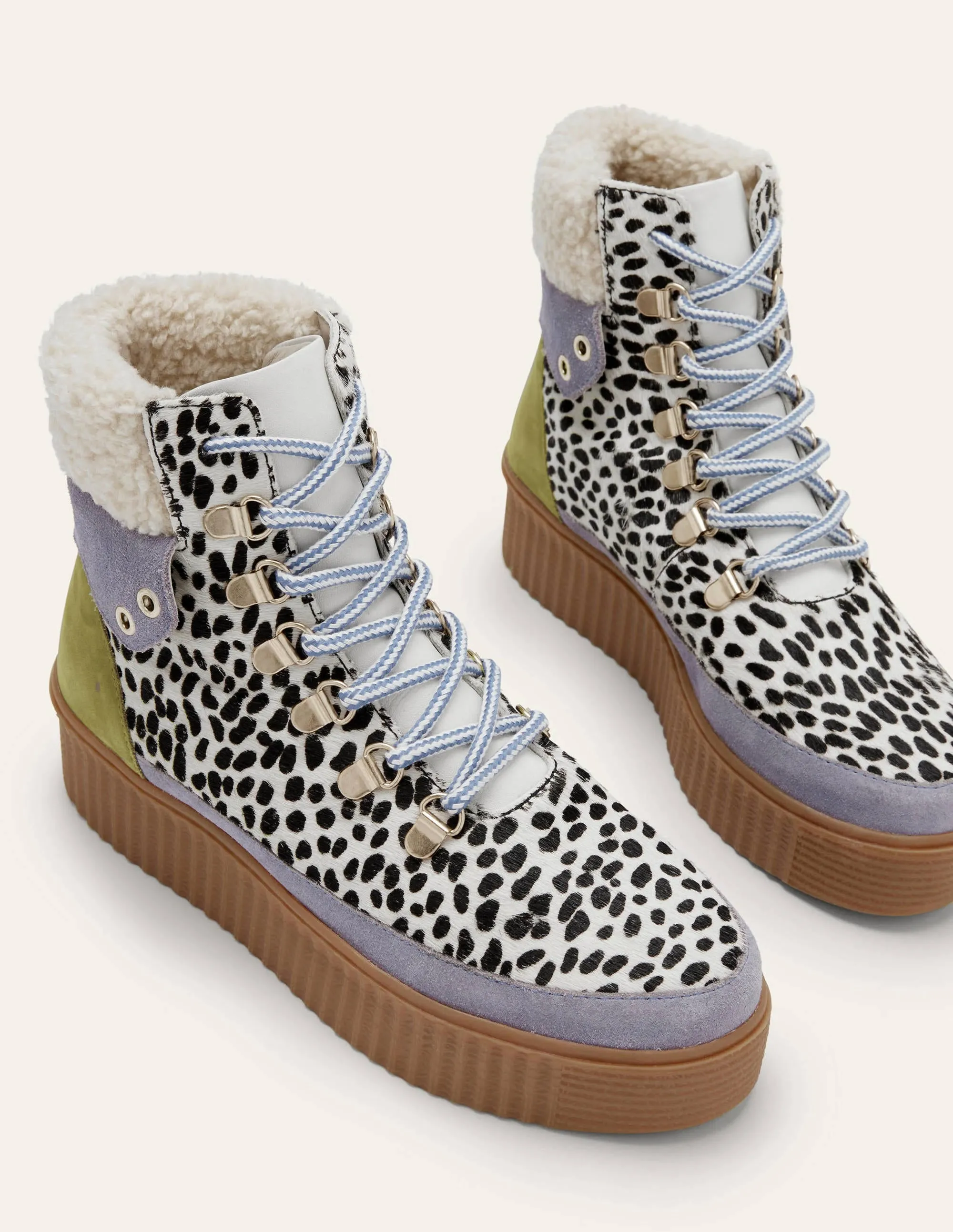 Laura Trend Hiking Boots-Black and White Cheetah