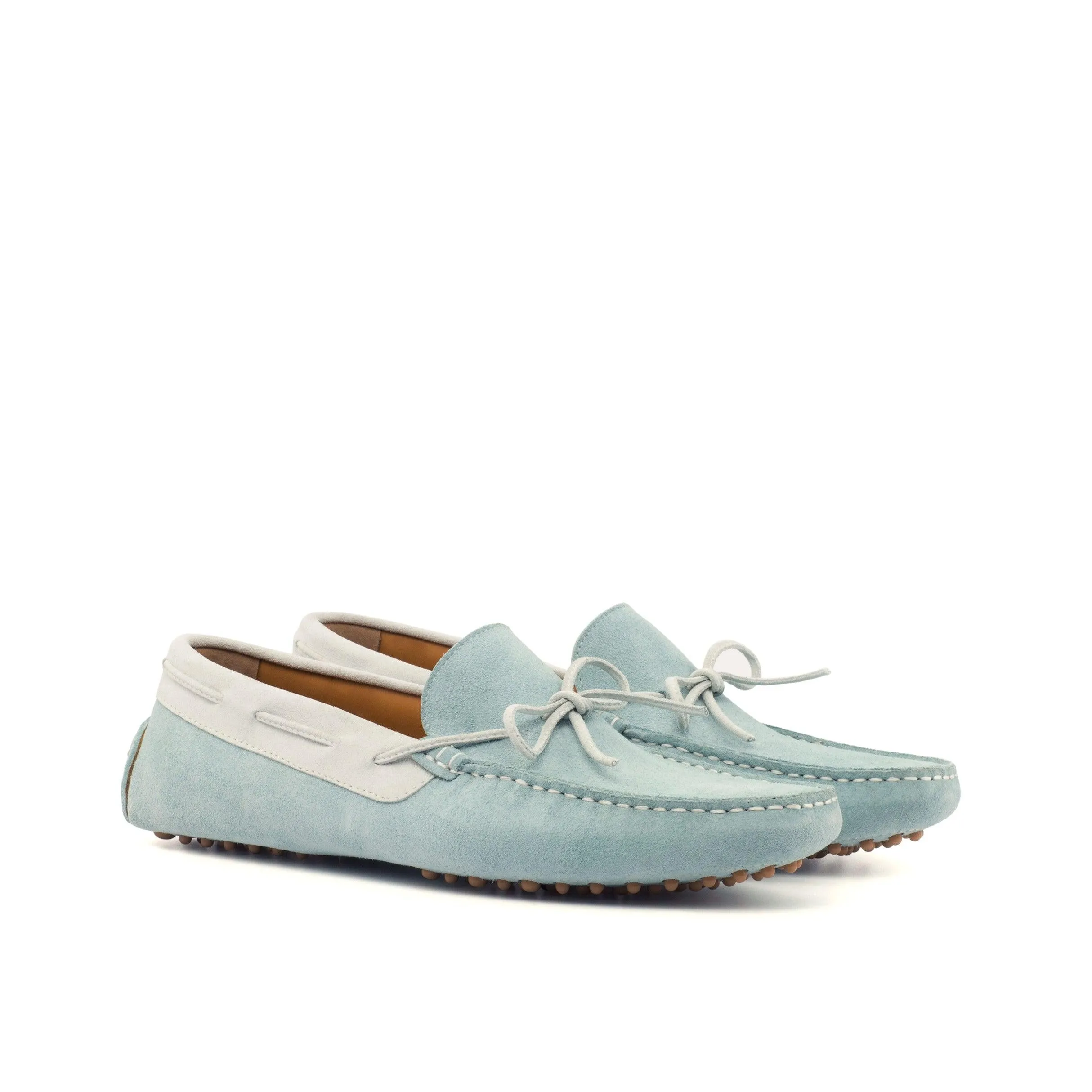 Light Blue & White Suede Drivers Loafer