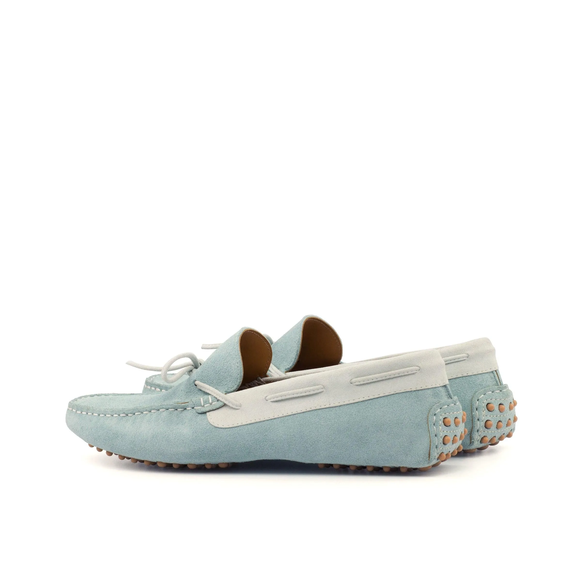 Light Blue & White Suede Drivers Loafer