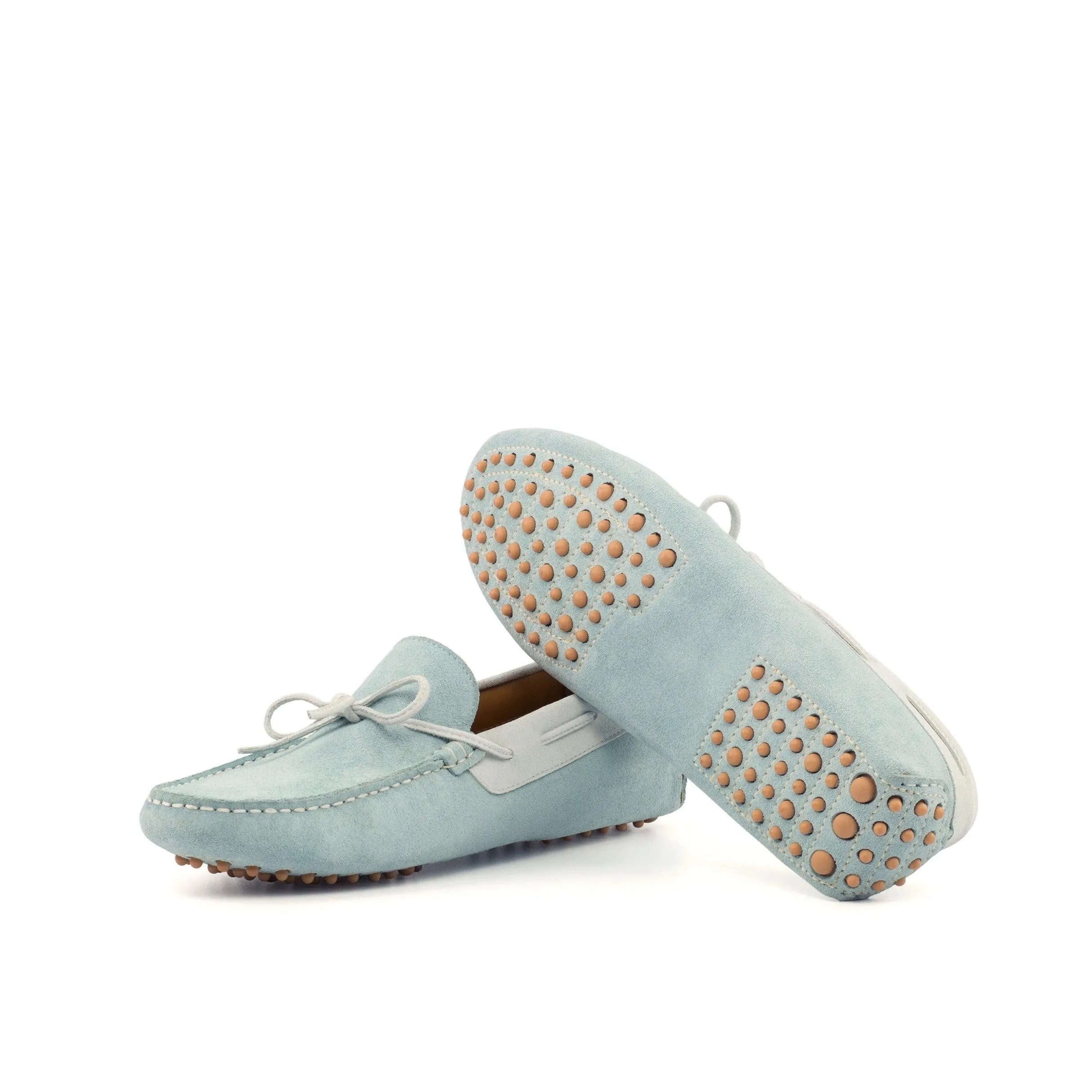 Light Blue & White Suede Drivers Loafer