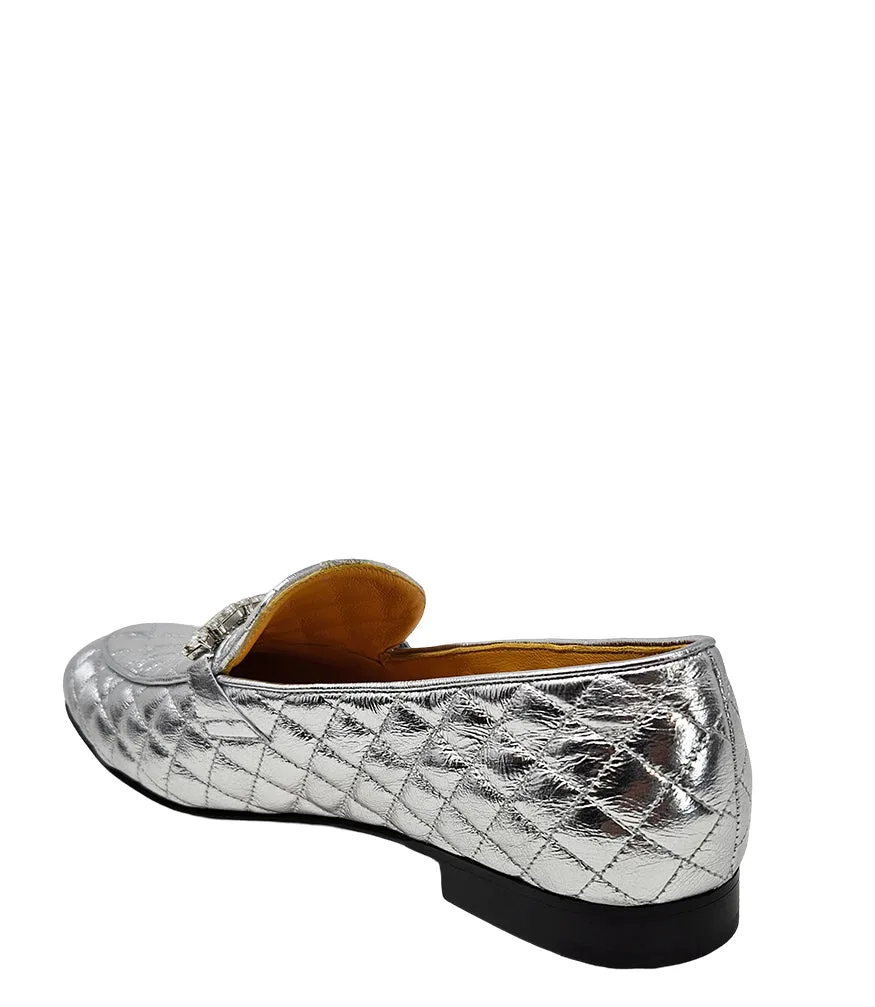 Madison Maison™  Silver Quilted Flat Loafer