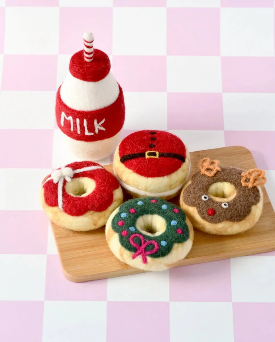 Magical Christmas Play Food Set - Santa's Milk and 4 Christmas Donuts - Tara Treasures