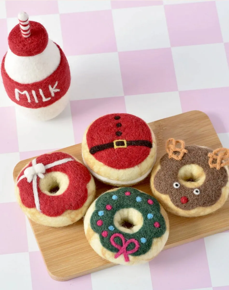 Magical Christmas Play Food Set - Santa's Milk and 4 Christmas Donuts - Tara Treasures