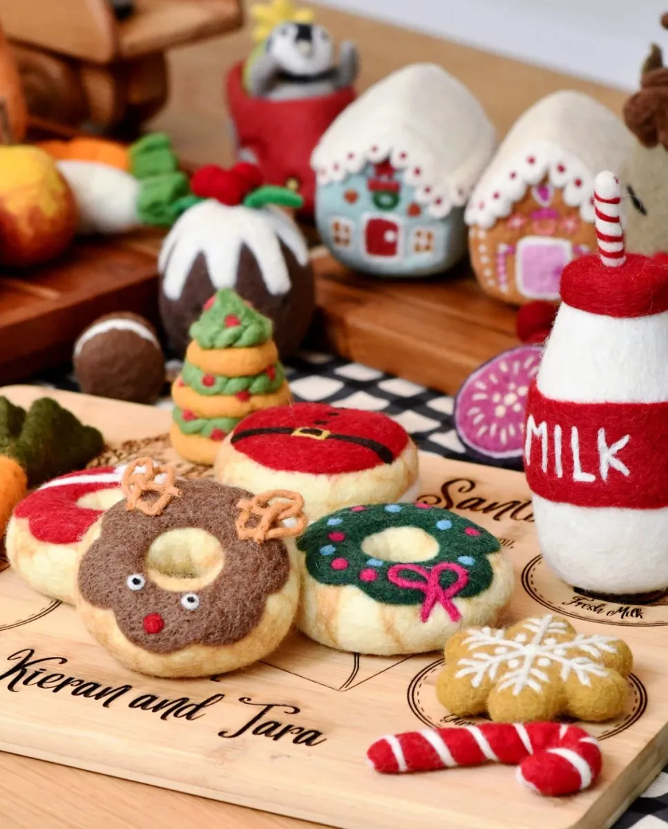 Magical Christmas Play Food Set - Santa's Milk and 4 Christmas Donuts - Tara Treasures