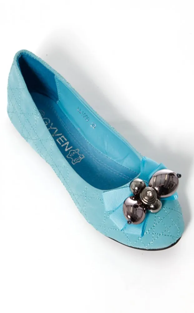 Maisy Vintage Style Blue Beaded Flats