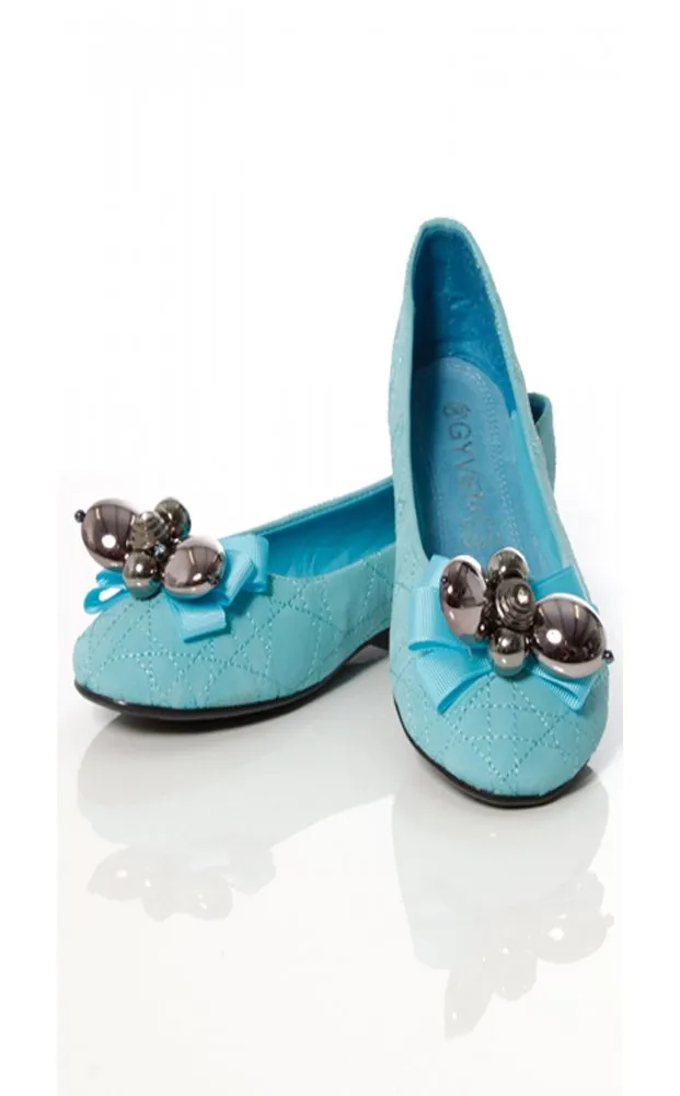 Maisy Vintage Style Blue Beaded Flats