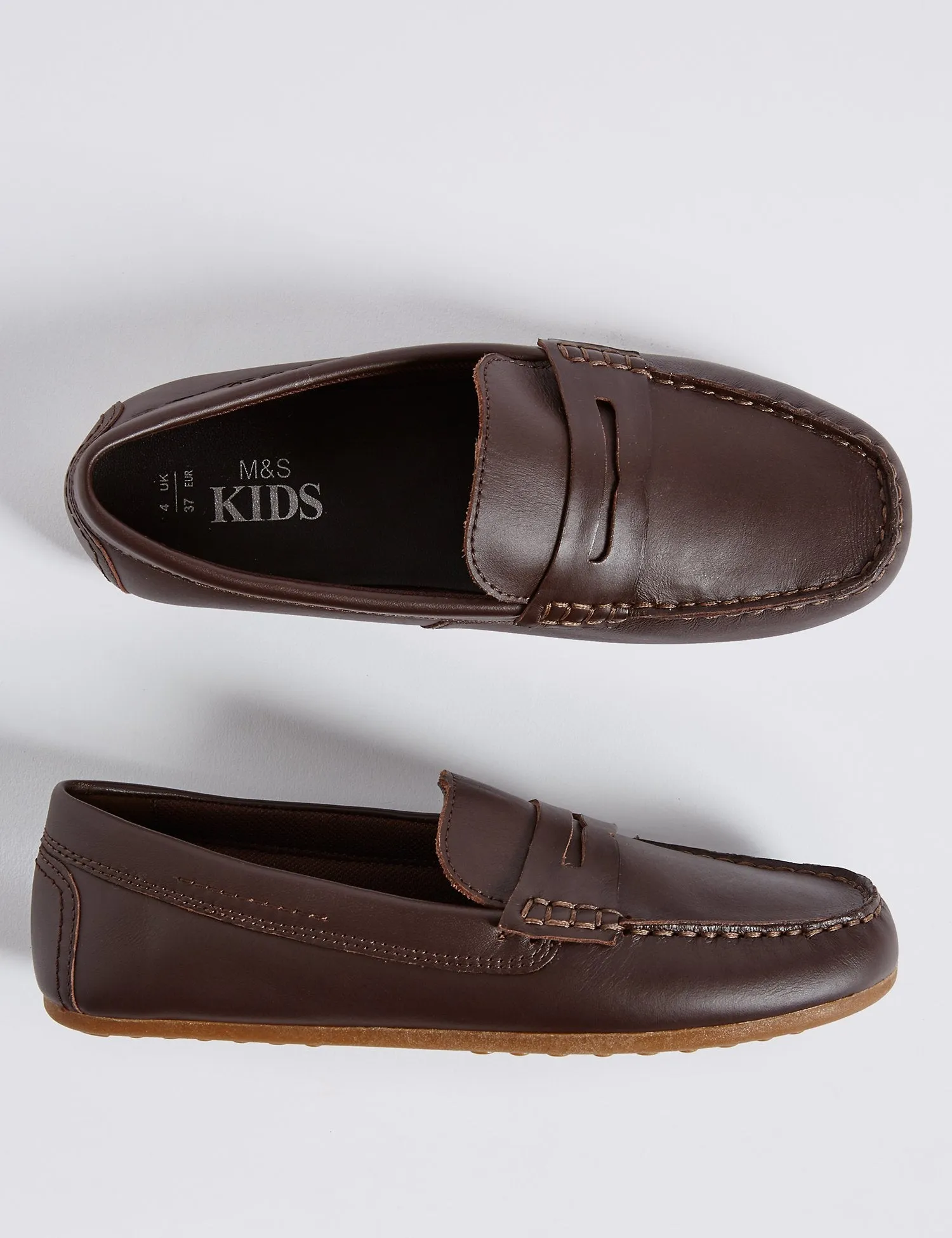 M&S Brown Leather Older Boys Driving Shoes