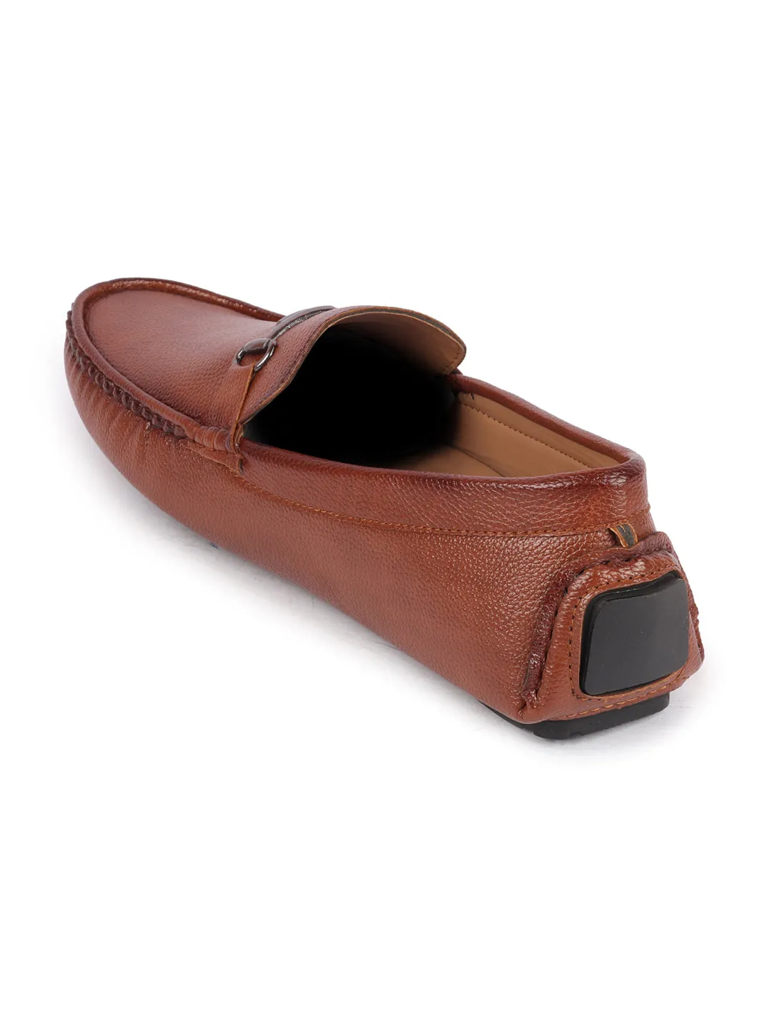 Men Tan Hand Stitched Horsebit Buckle Loafer and Moccasin Driving Shoes