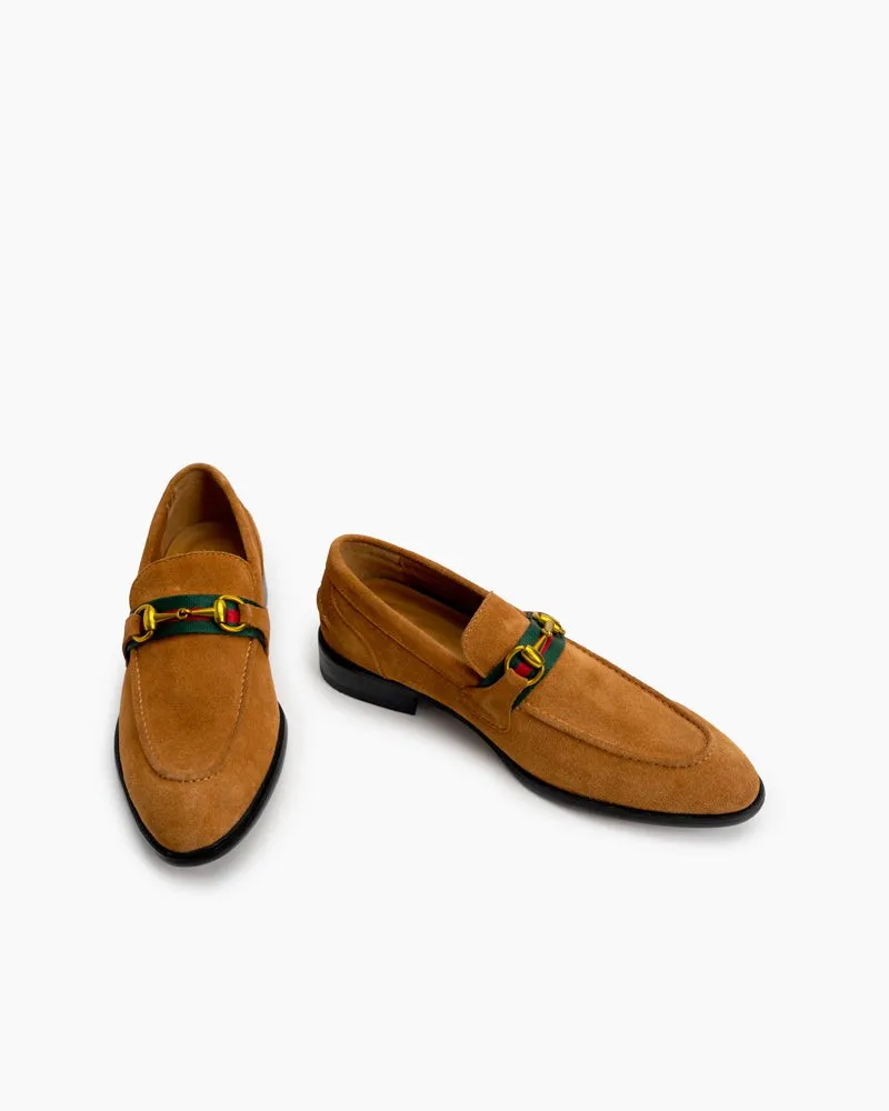 Men's Horsebit Buckle Suede Slip on Driving Loafers