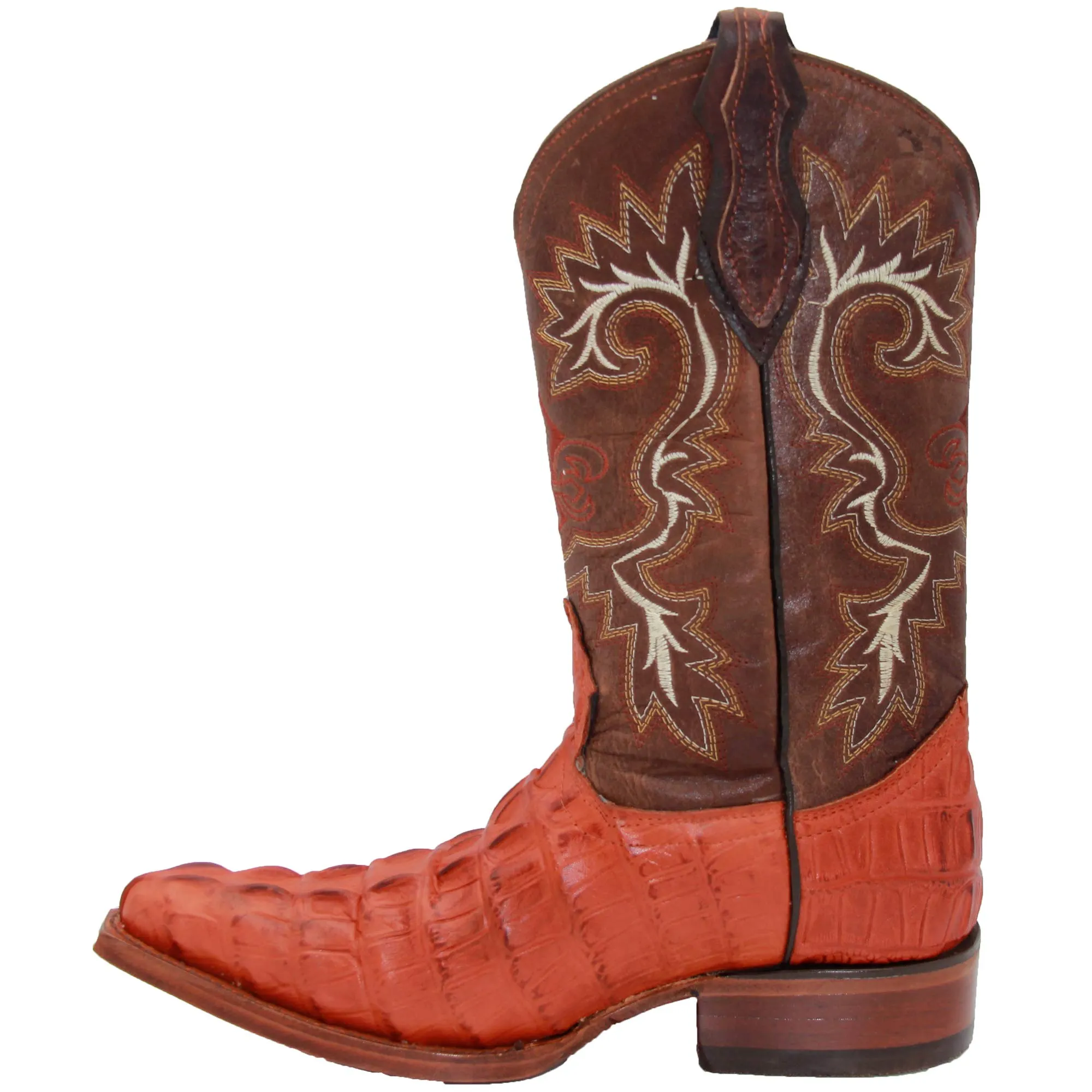 Mens Leather Crocodile Alligator Print Snip Toe Western Cowboy Boots