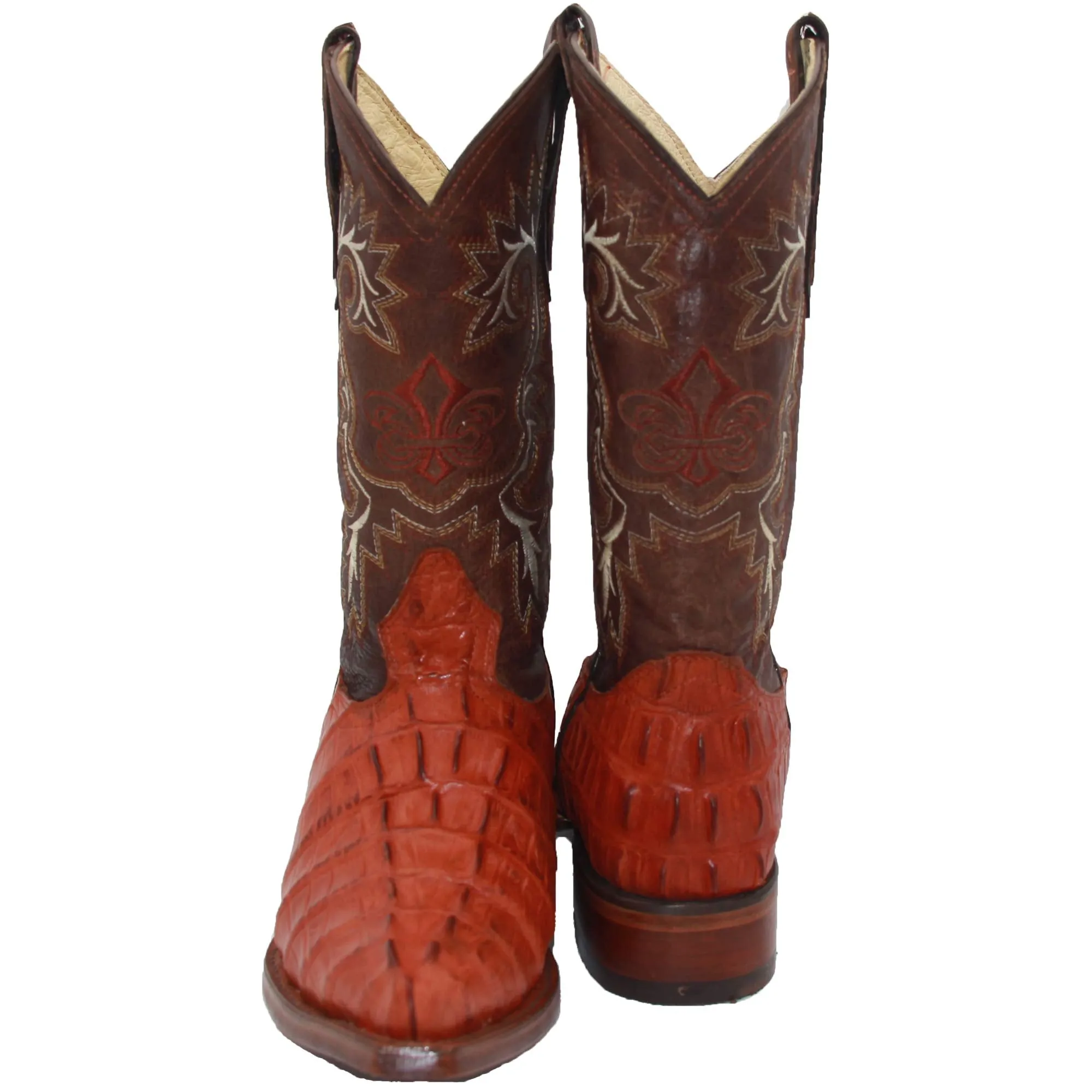 Mens Leather Crocodile Alligator Print Snip Toe Western Cowboy Boots