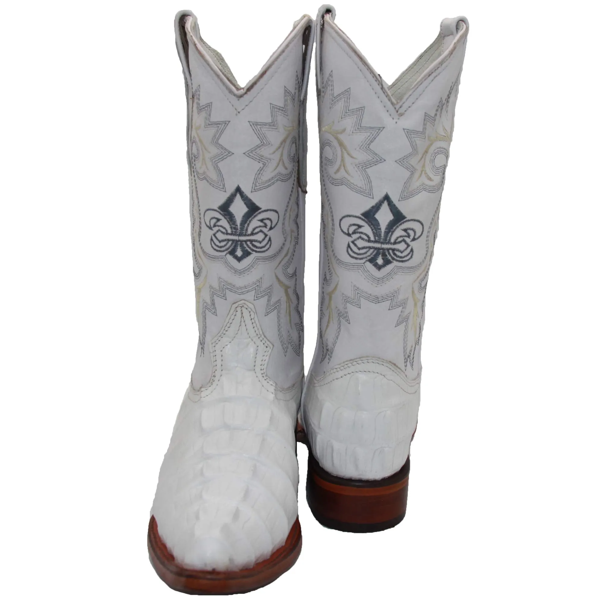 Mens Leather Crocodile Alligator Print Snip Toe Western Cowboy Boots