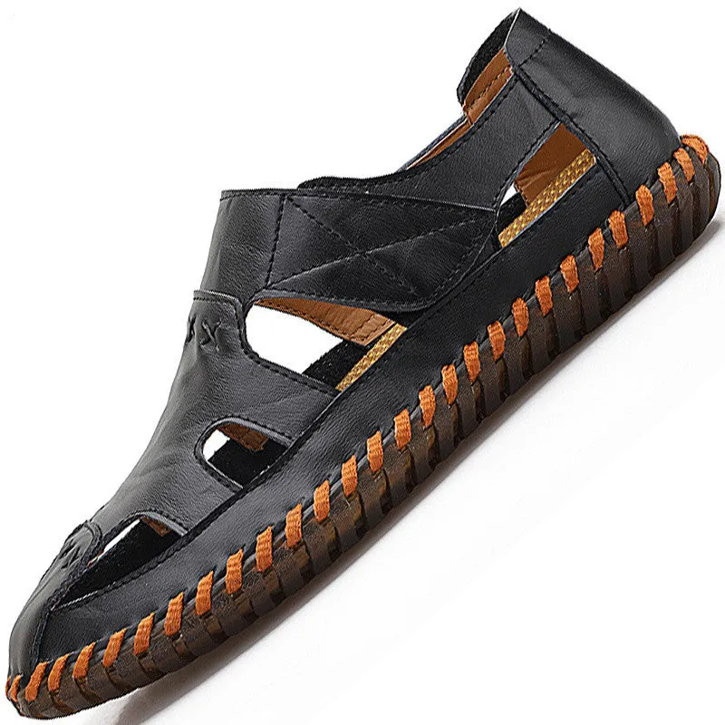 Men's Shoes Summer Sandals Baotou Driving Leather