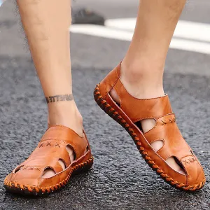 Men's Shoes Summer Sandals Baotou Driving Leather