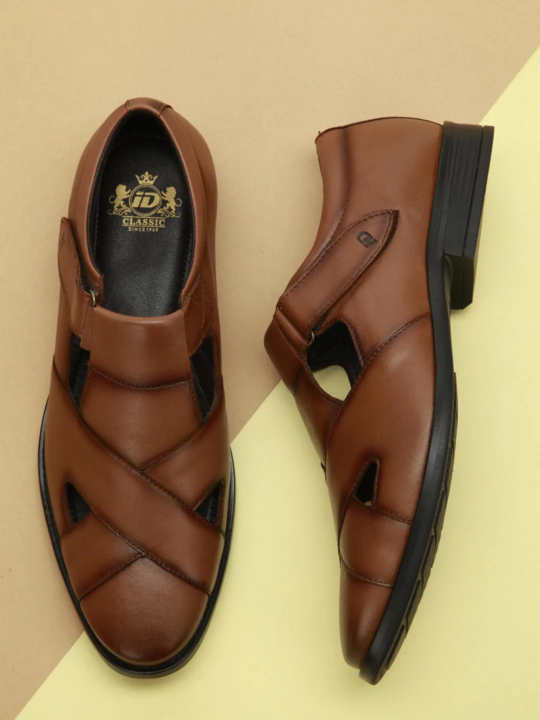 Men's Tan Peshawari Formal Slip On Sandal (ID4091)