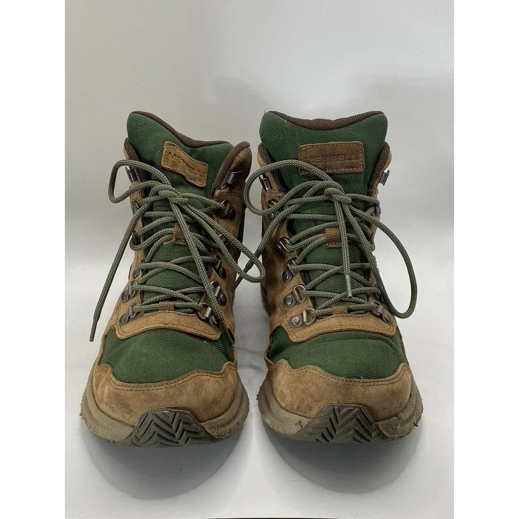 MERRELL Men's Brown/Green Ontario 85 Mid Lace-Up Waterproof Hiking Boots SZ 10.5