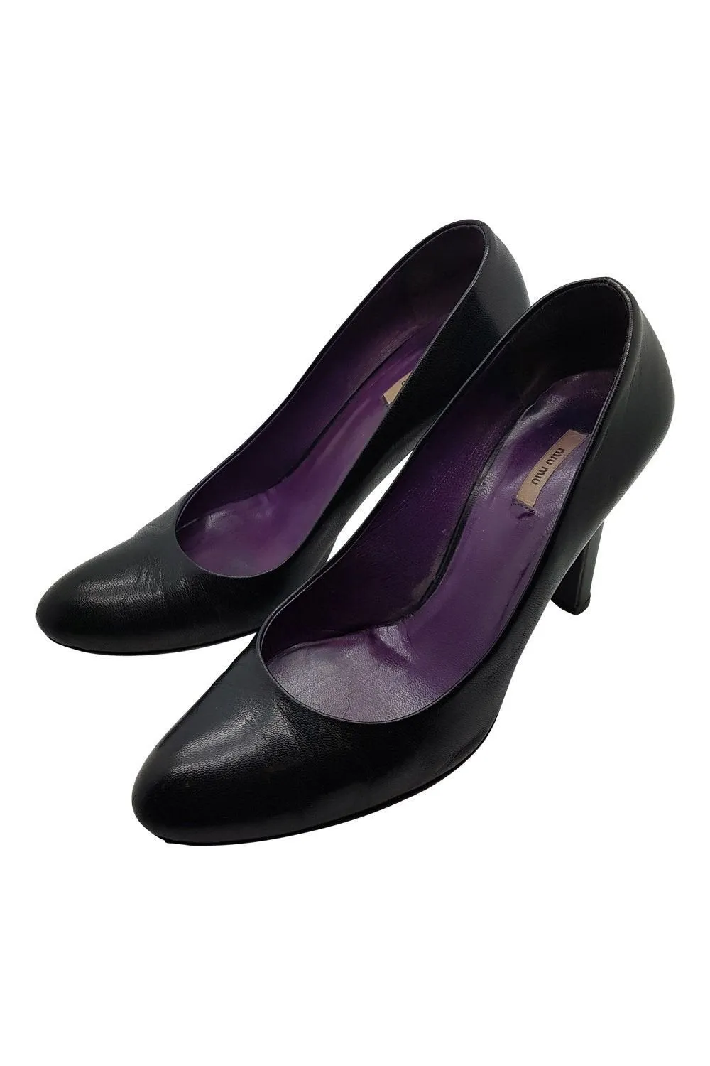 MIU MIU Plain Black Court Shoes (36)