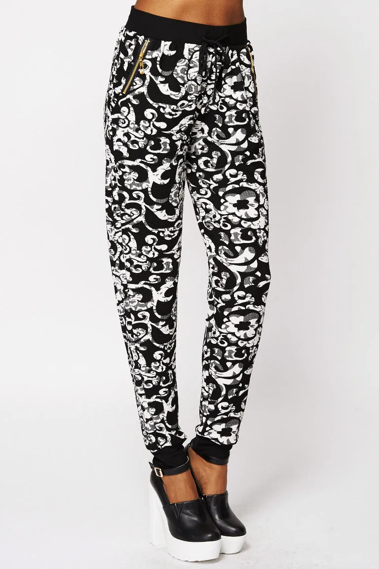 Monochrome Swirl Print Joggers