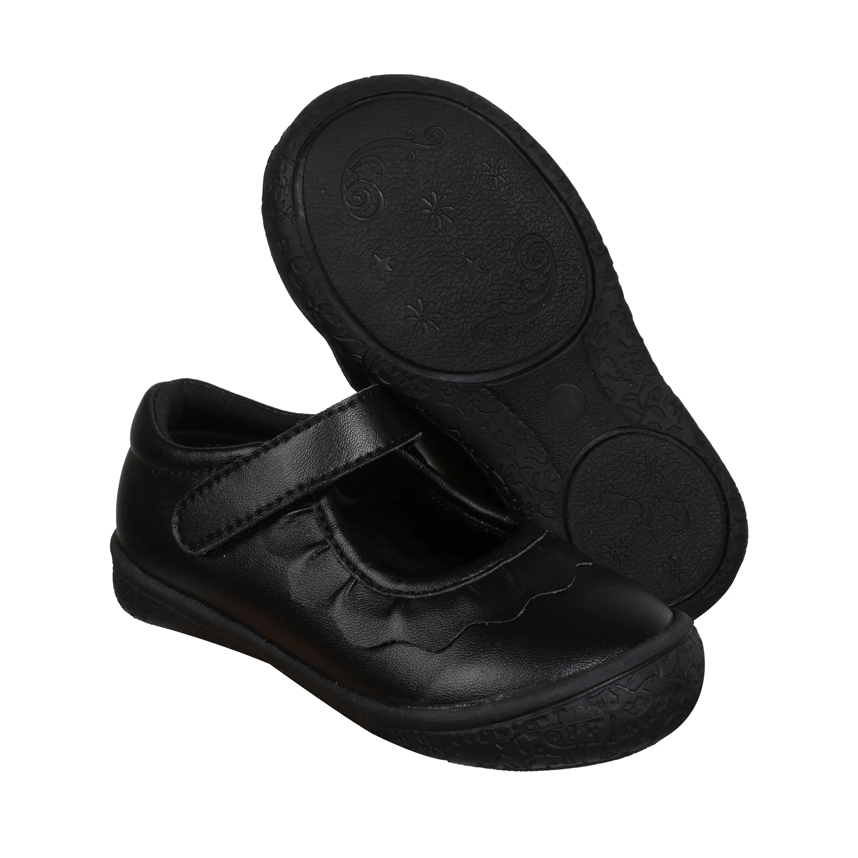 Oomphies Girls' (Sizes 5-3) Amina  Leather Mary Jane - Black/Black