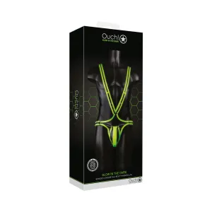 Ouch! Glow in the Dark Bonded Leather Full-Body Harness Neon Green L/XL