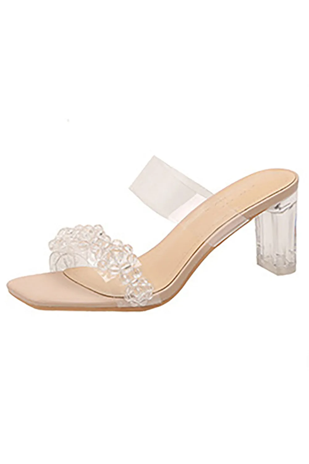 Outdoor Peep Toe Sandals Chunky Heel Fashion Shoes With Beaded