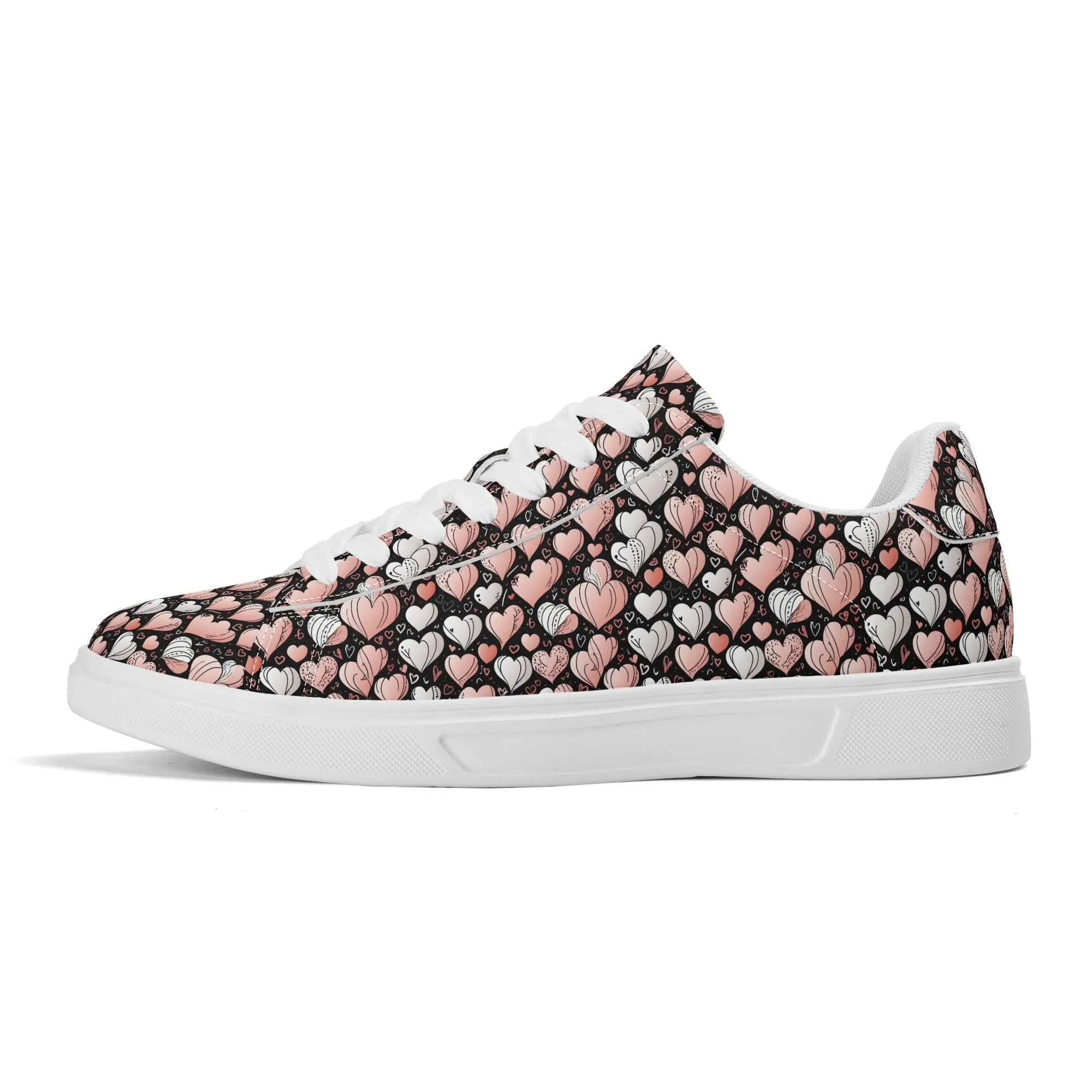 Pink Hearts Adult Lightweight Brand Low Top Leather Shoes