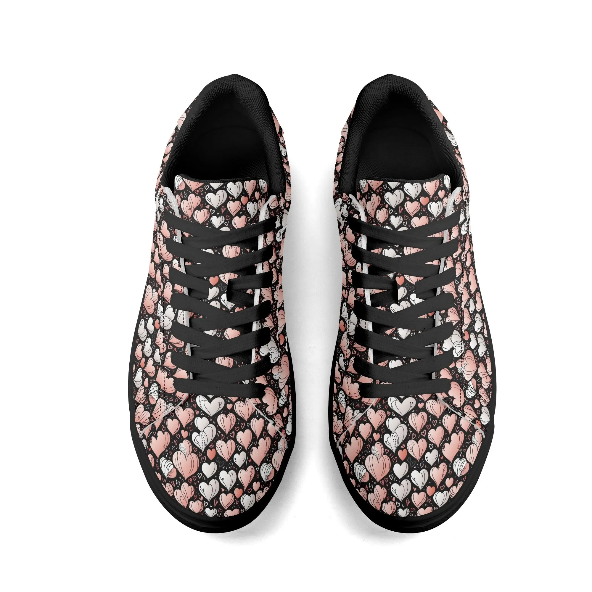 Pink Hearts Adult Lightweight Brand Low Top Leather Shoes