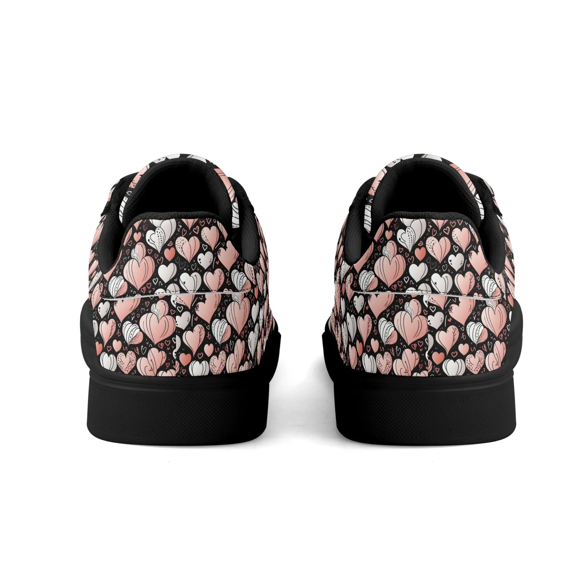 Pink Hearts Adult Lightweight Brand Low Top Leather Shoes