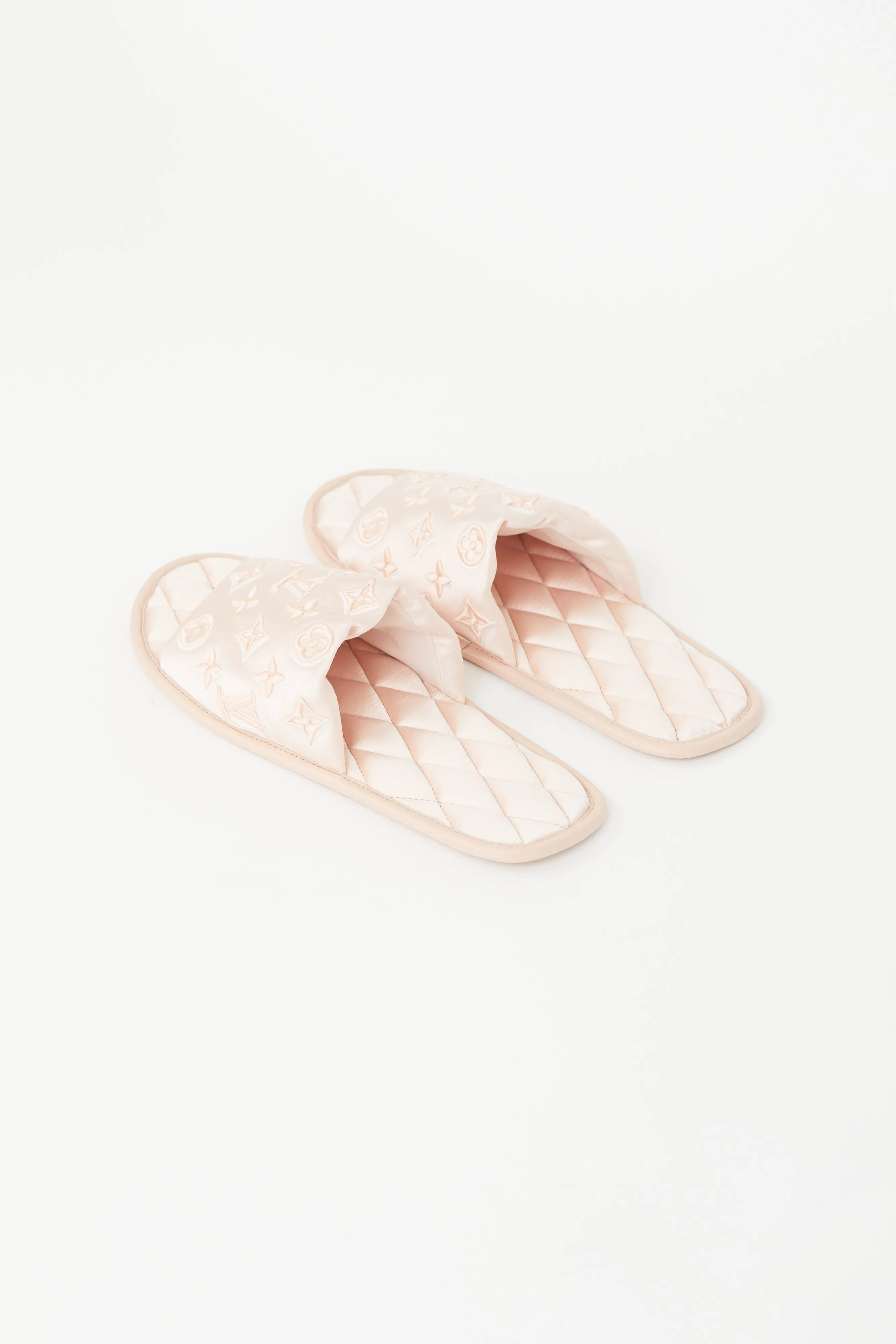 Pink Quilted Monogram Satin Slipper