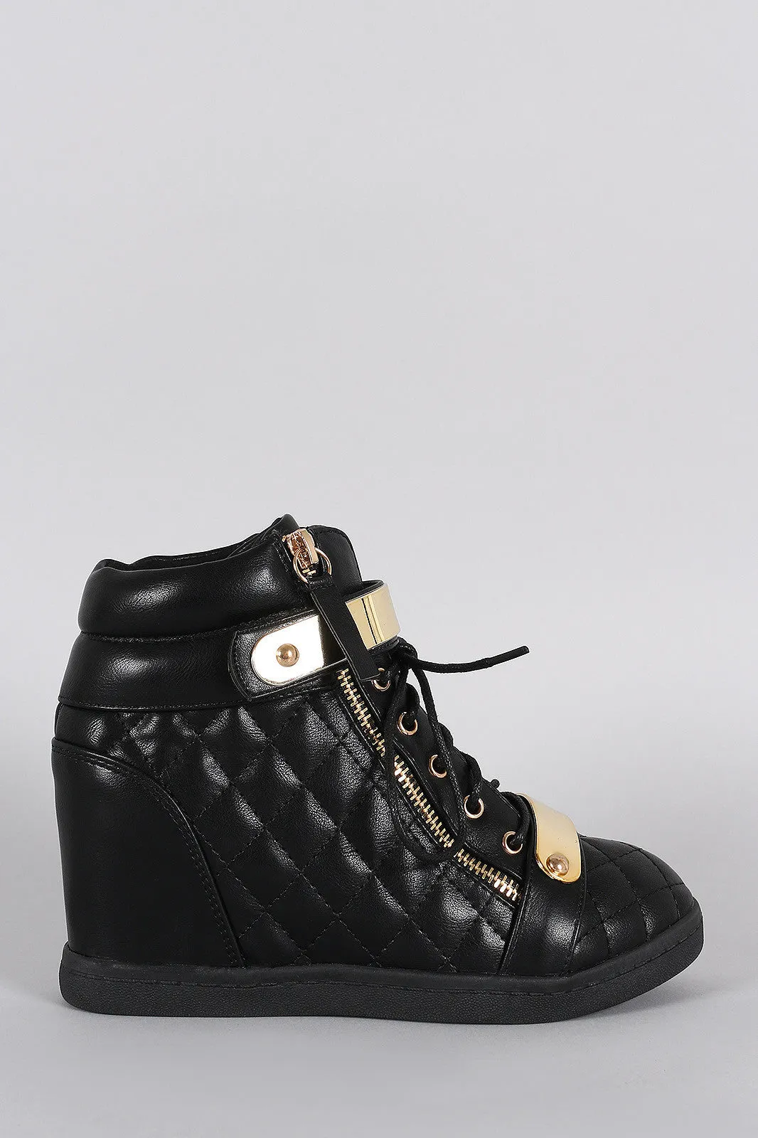 Quilted High Top Wedge Sneaker