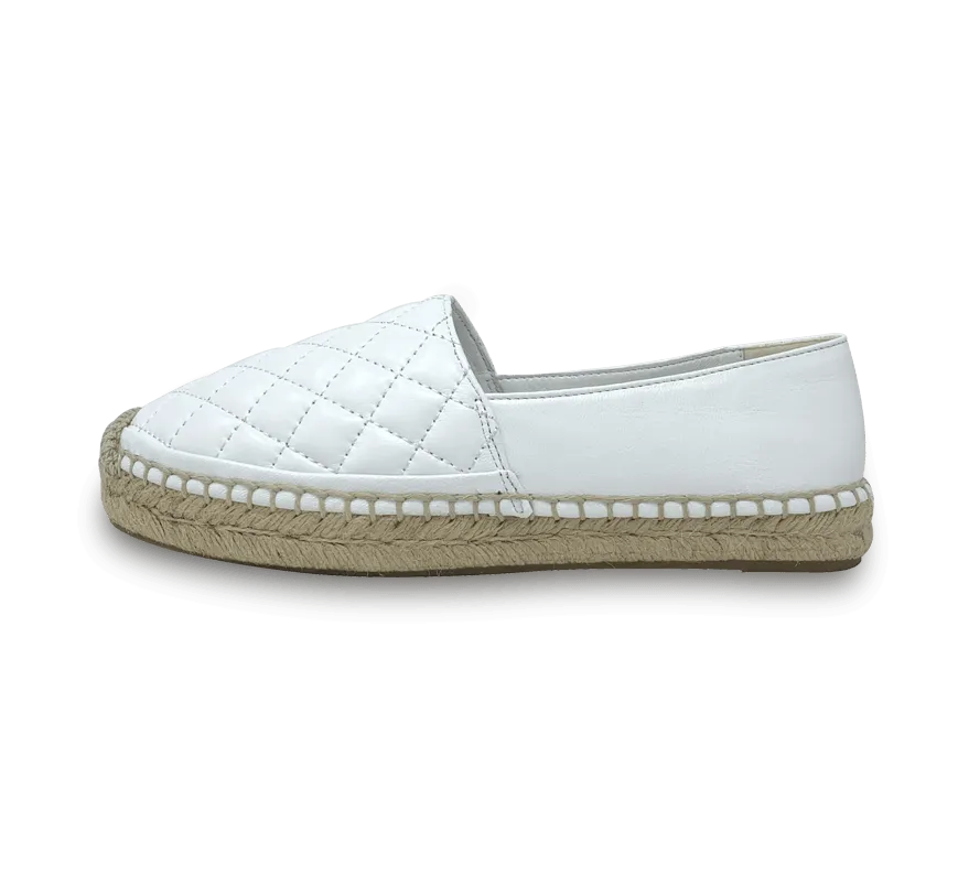 Quilted Leather Espadrille Slip-On Flats