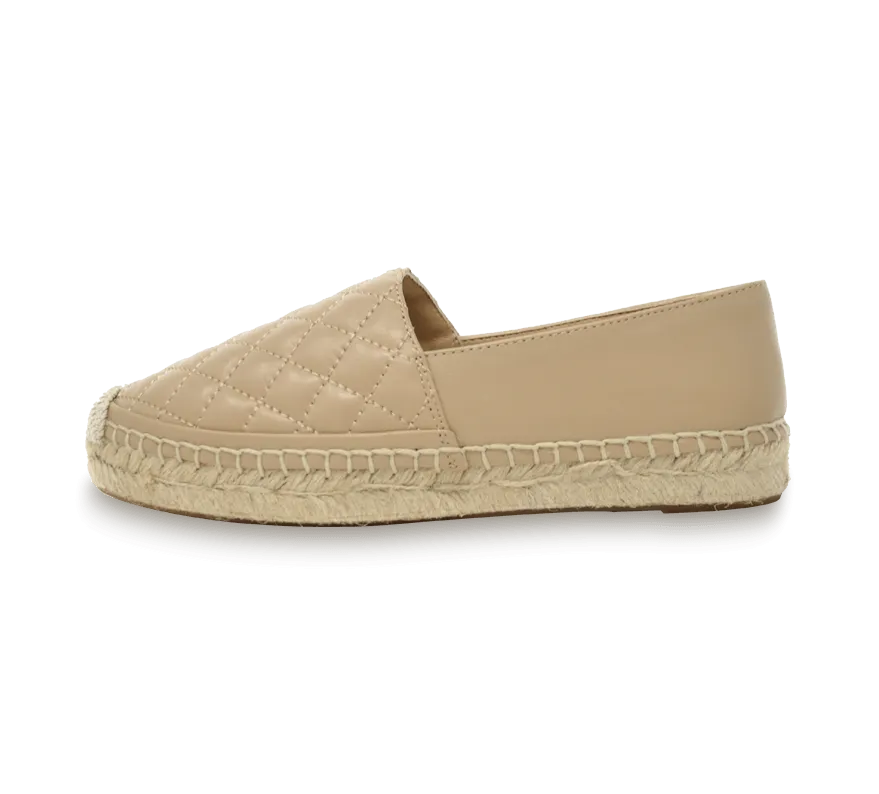 Quilted Leather Espadrille Slip-On Flats