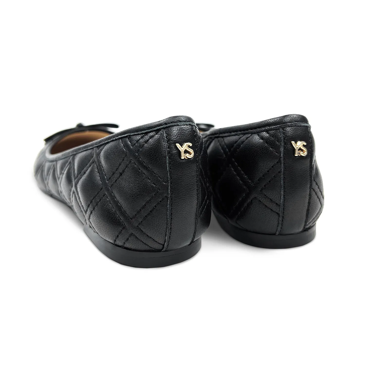 Sadie Quilted Ballet Flat in Black Leather