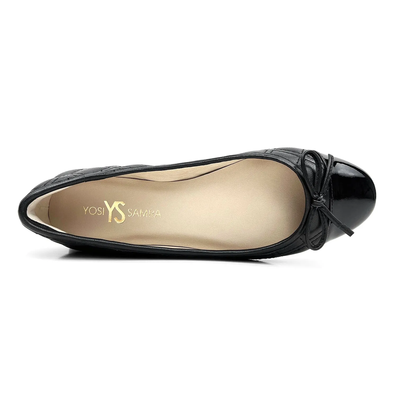 Sadie Quilted Ballet Flat in Black Leather