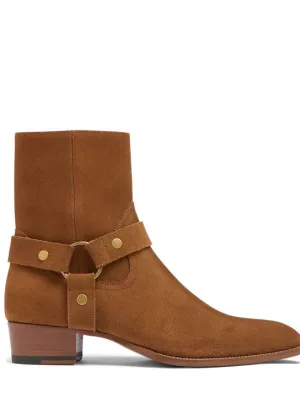 Saint Laurent   Wyatt harness suede boots 